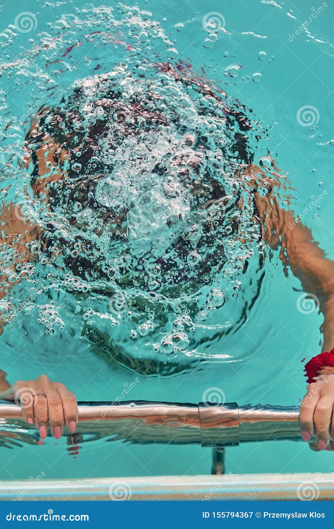 Young Woman Immersing Herself in Water Stock Image - Image of enjoyment