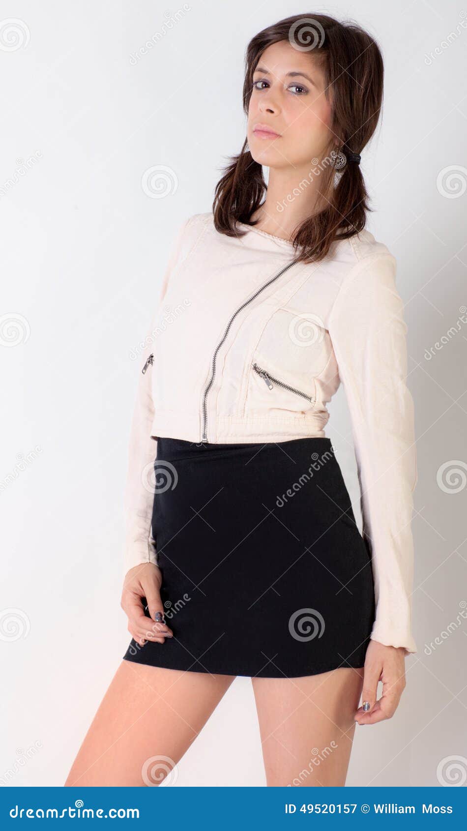 Young Woman in Jacket and Skirt Stock Image - Image of cute, model ...