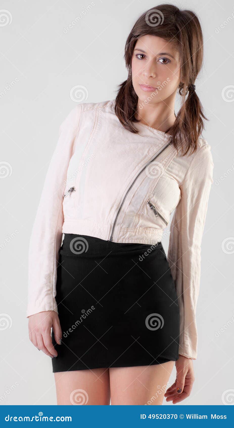 Young Woman in Jacket and Skirt Stock Photo - Image of isolated ...
