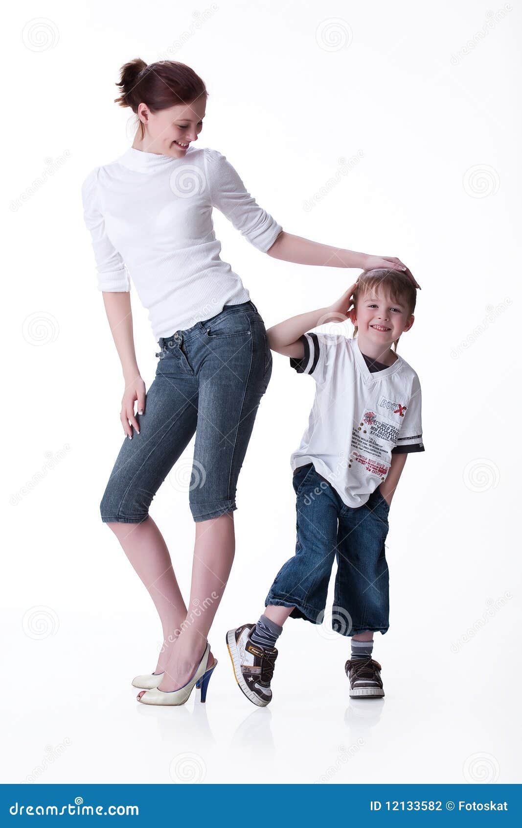 Woman little boy mature woman with little boy outside, mother with son in ...