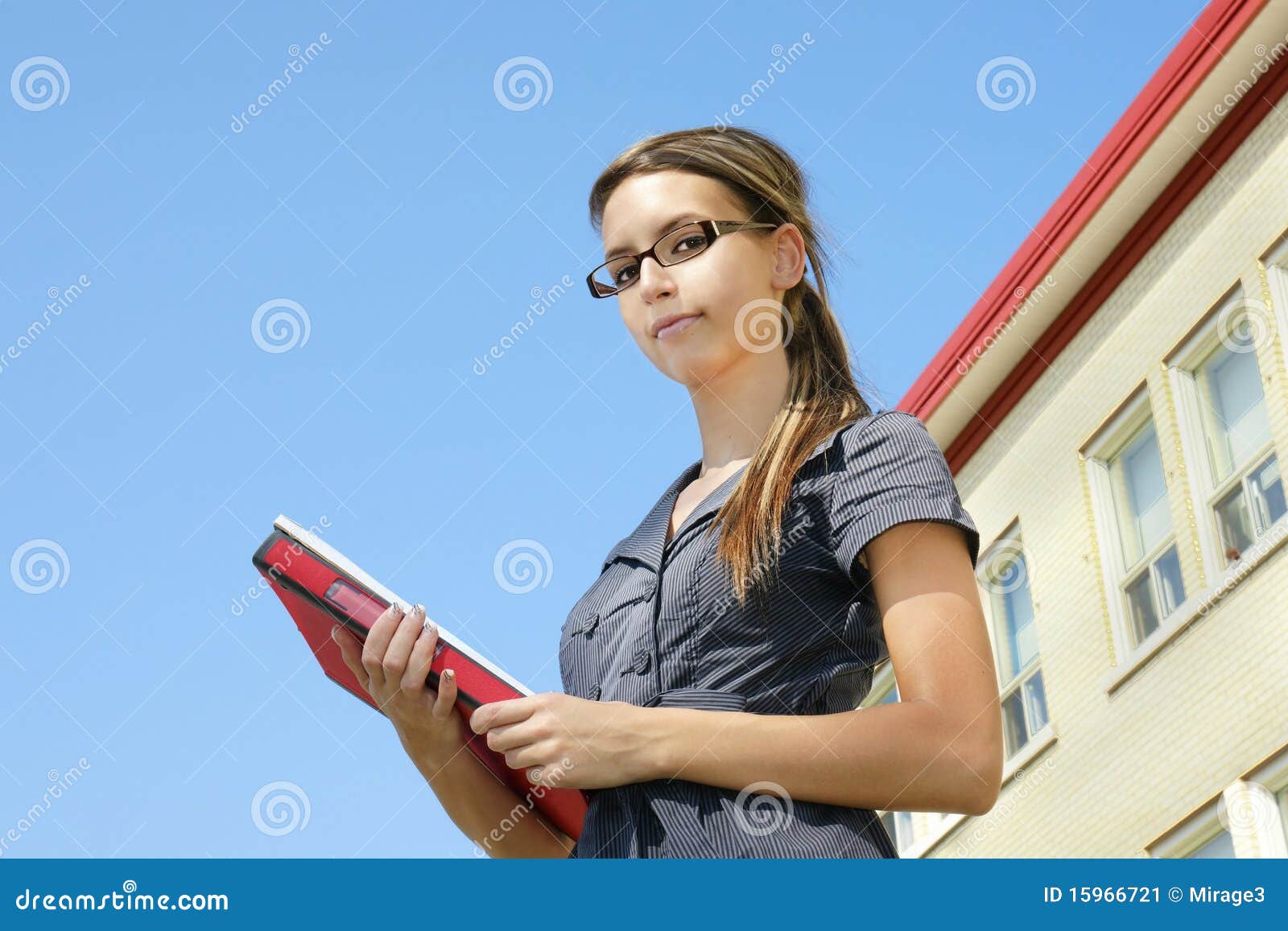 Young Woman Looking Down At Camera Stock Image Image 15966721