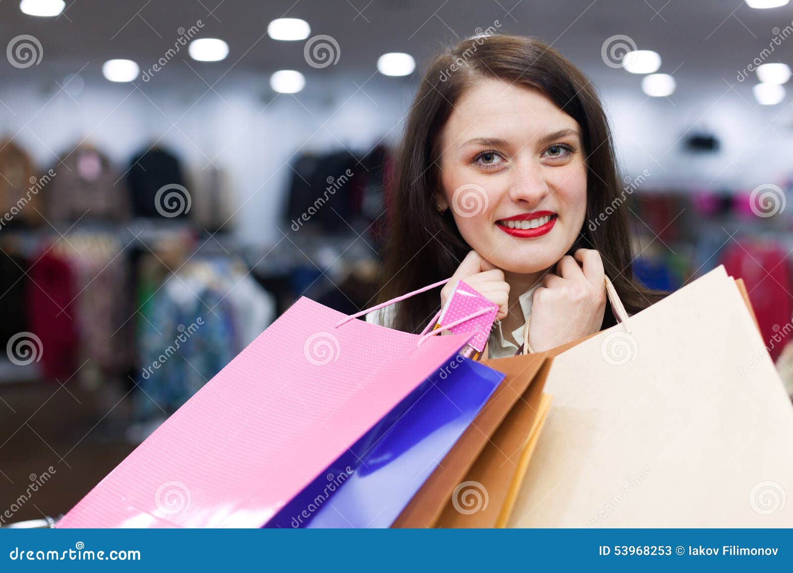Young Woman with a Lot of Shopping Bags Stock Image - Image of ...