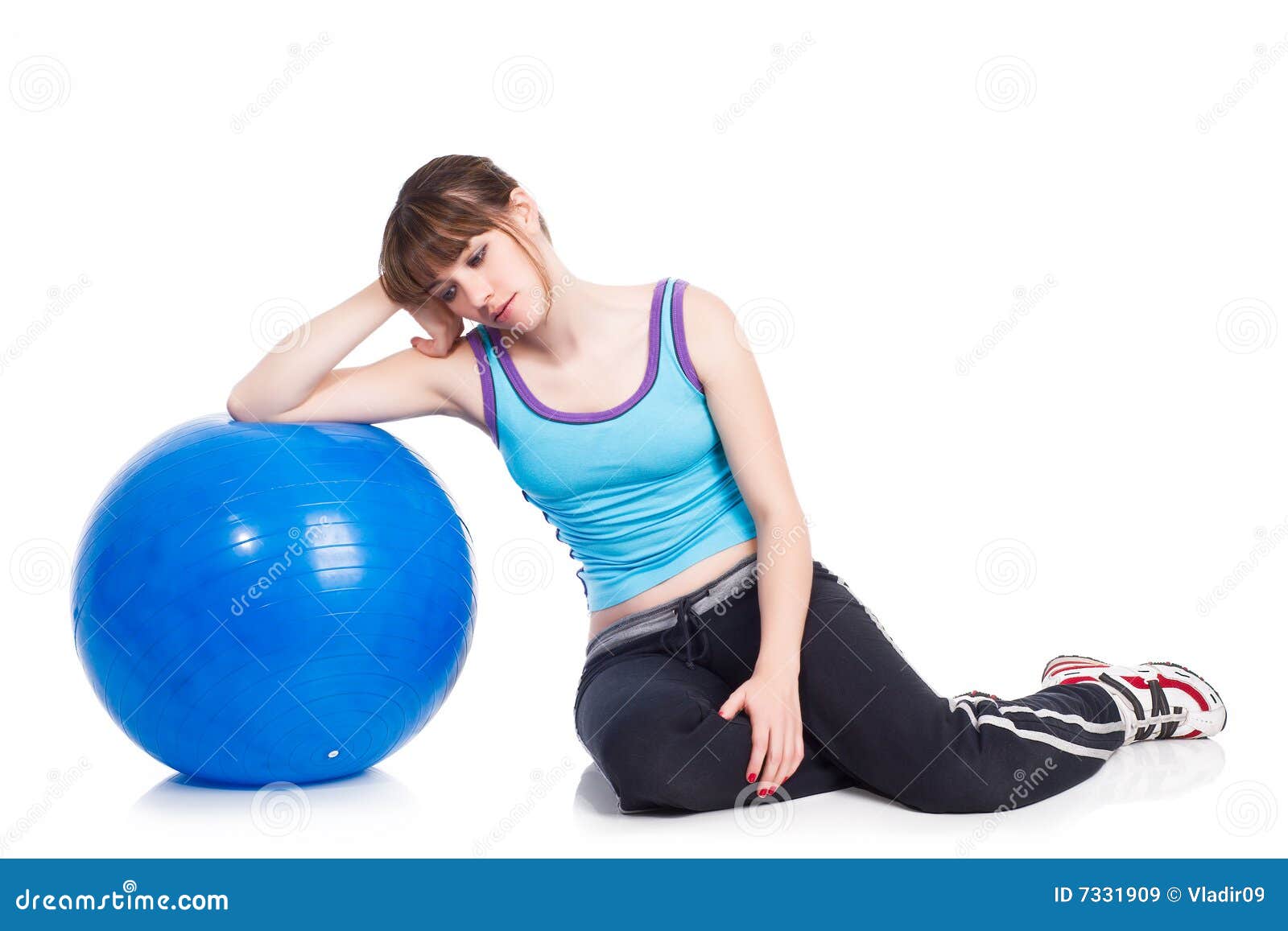 Young Woman Lying Down on an Exercise Ball Stock Image Image of lying