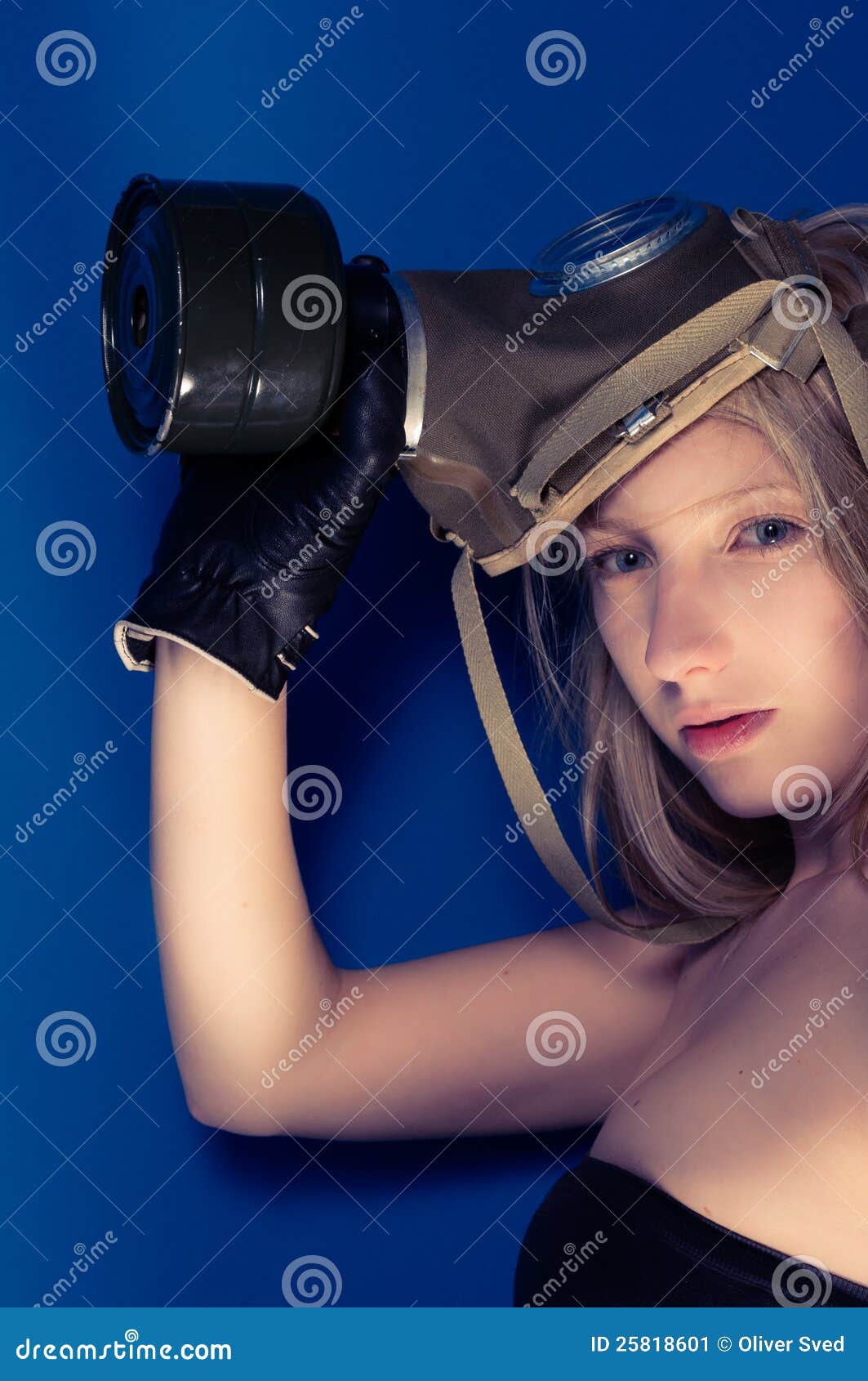 Young Woman with a Mask Closeup Stock Image Image of adult, blue