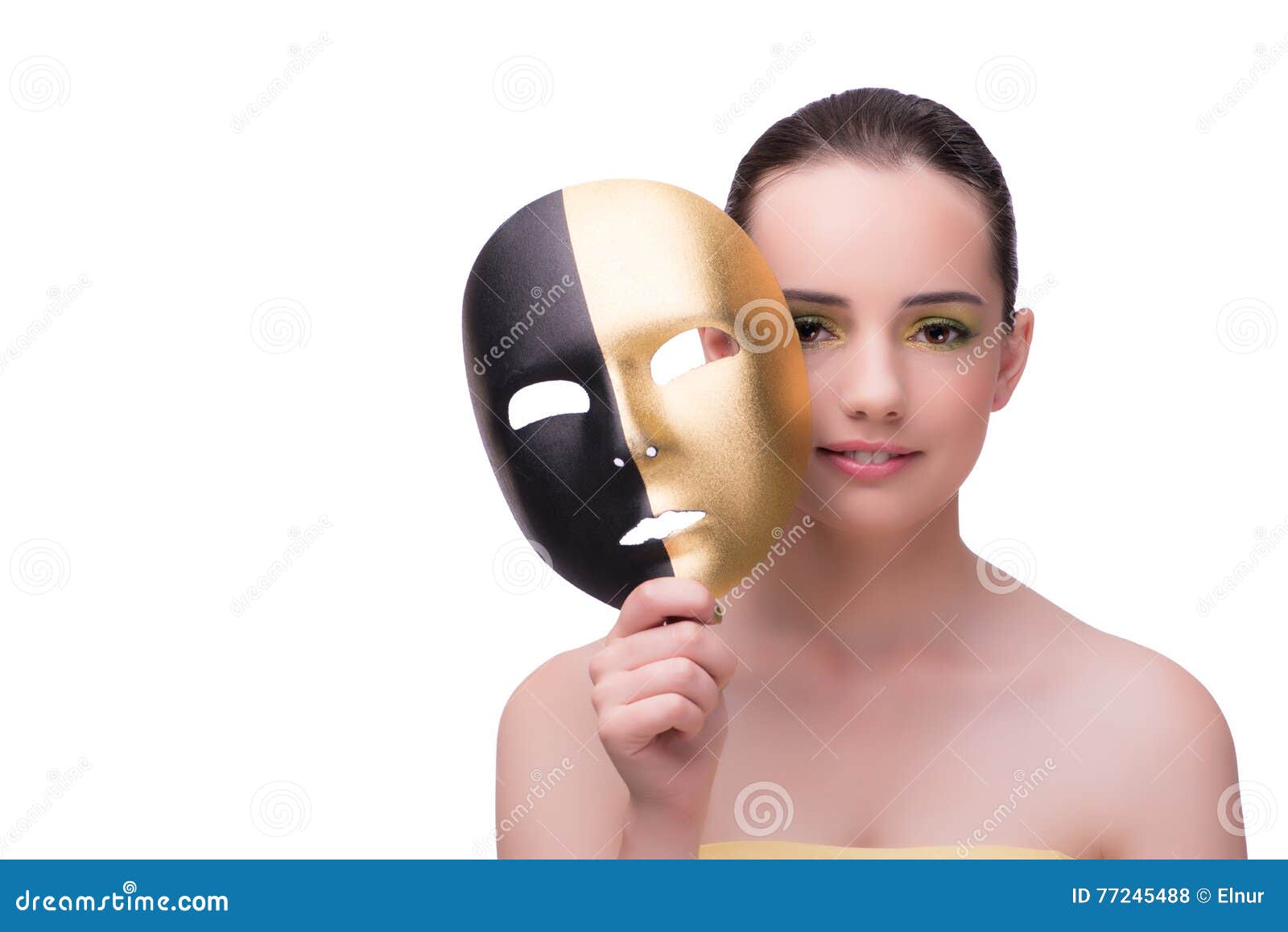 The Young Woman with Mask Isolated on White Stock Photo Image of