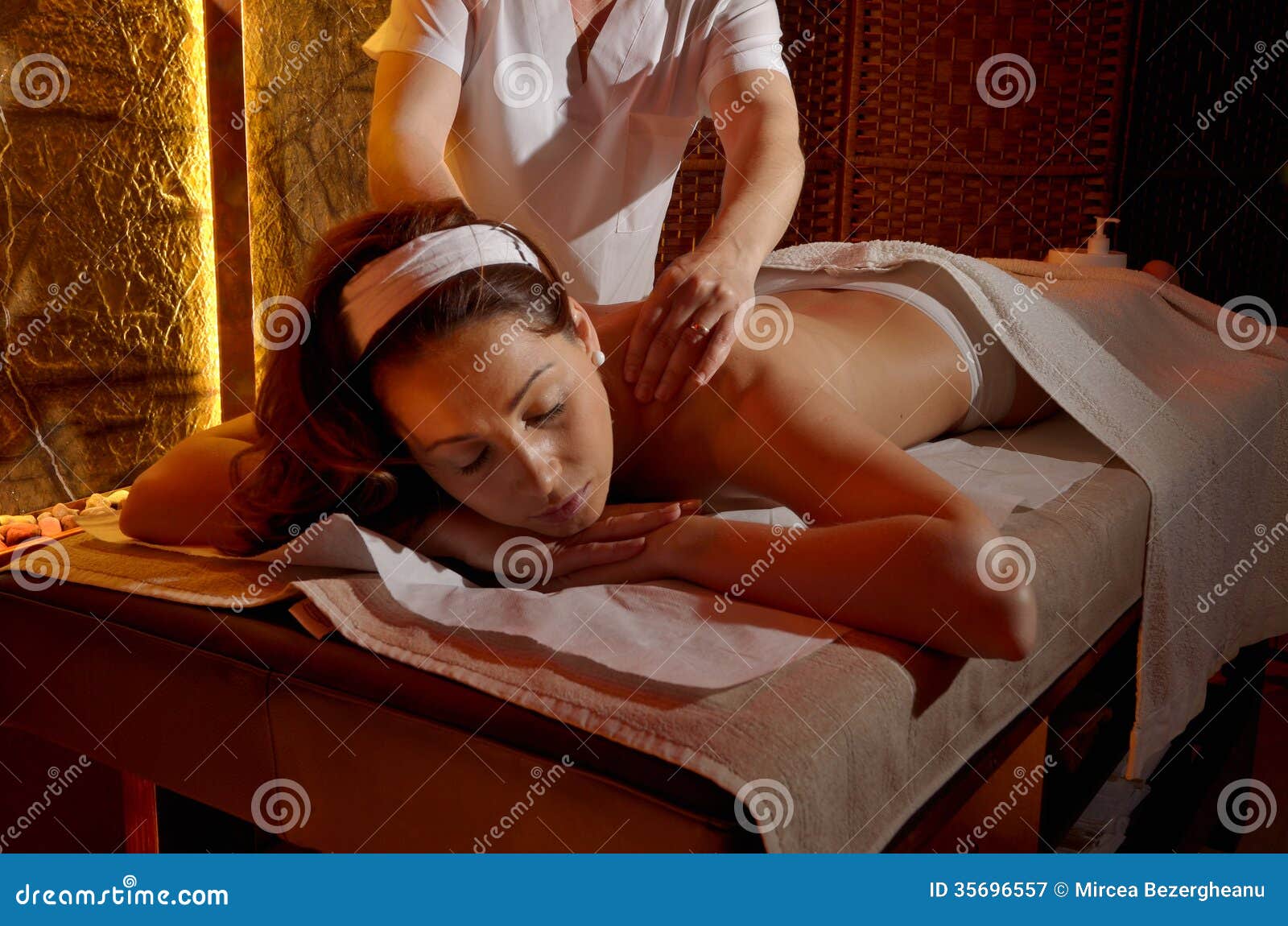 Young Woman During Massage Session Stock Image Image Of Model Happy