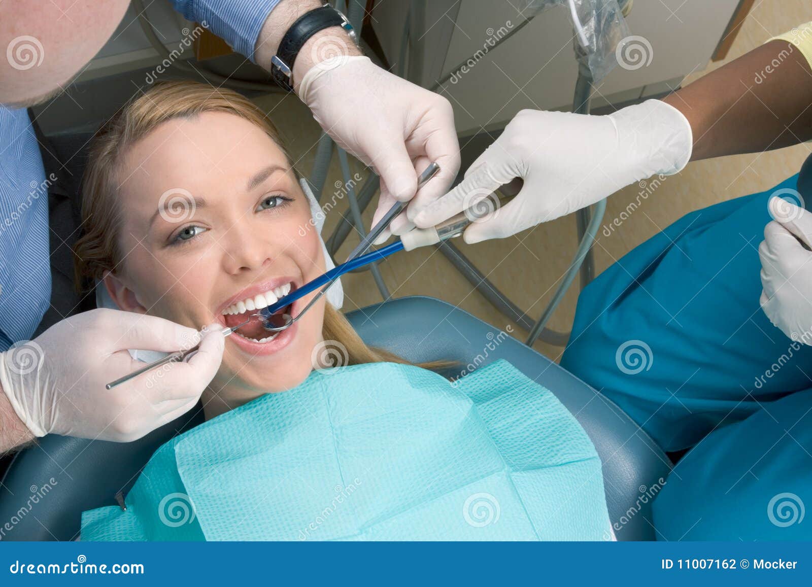 Young Woman with Open Mouth during Dental Checkup Stock Photo Image
