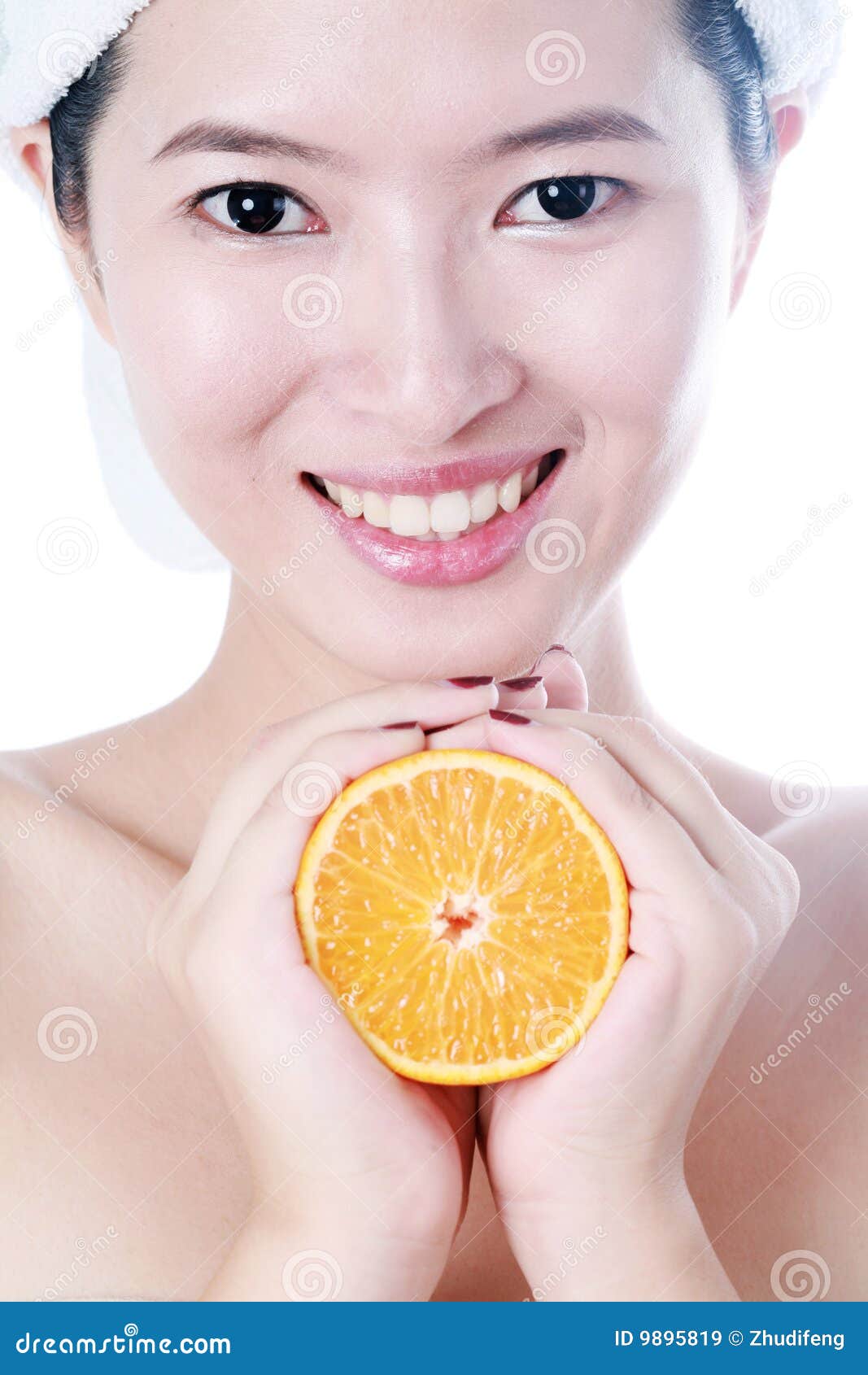 Young woman with orange stock image. Image of female, care 9895819