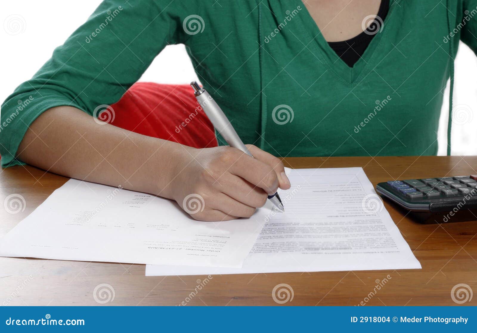 A young woman with pen stock photo. Image of accountant - 2918004