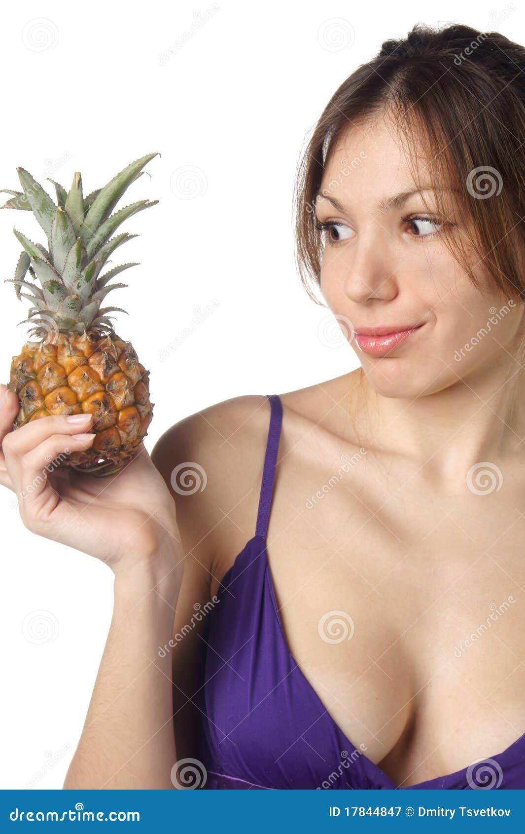 Young woman with pineapple stock image. Image of cheerful 17844847