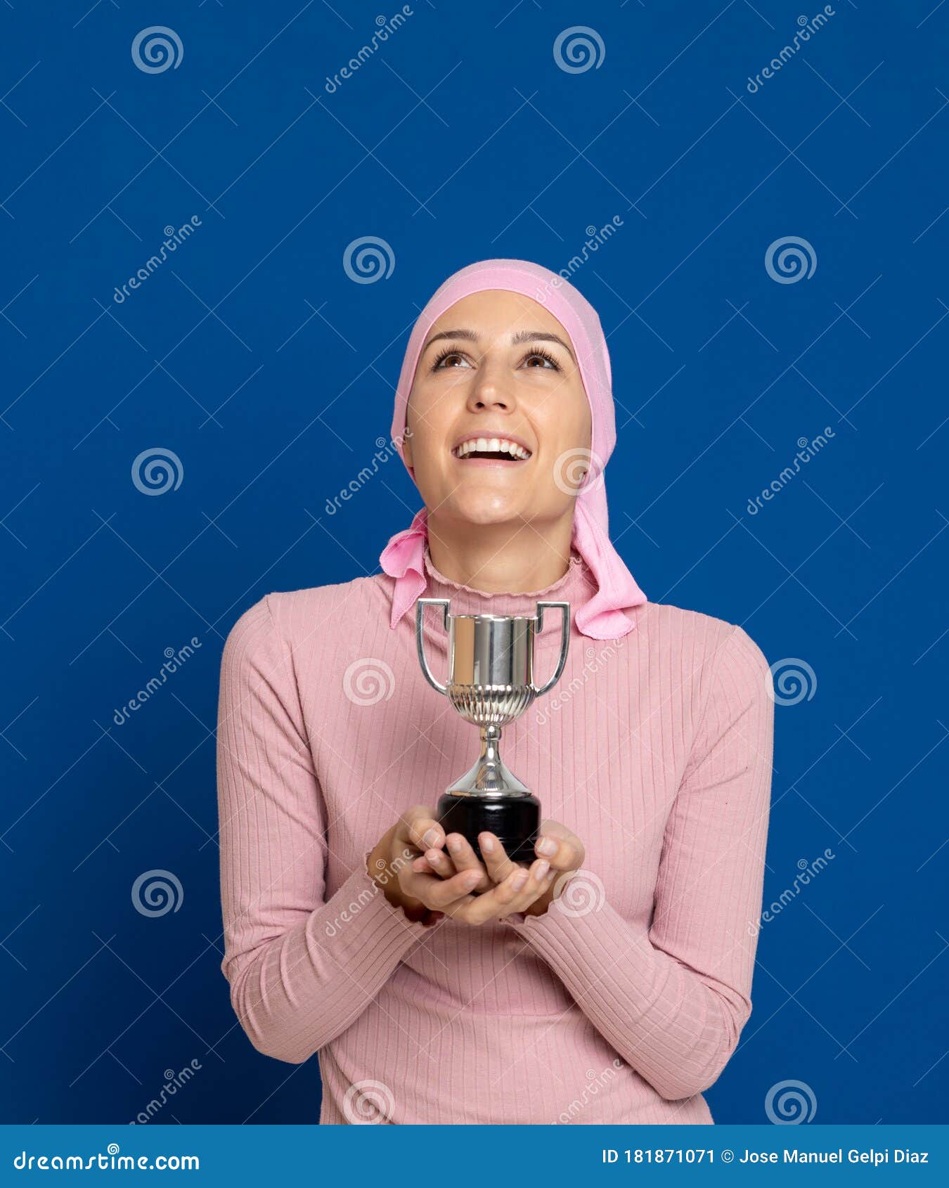 Young Woman with Pink Scarf on the Head Stock Image - Image of ...