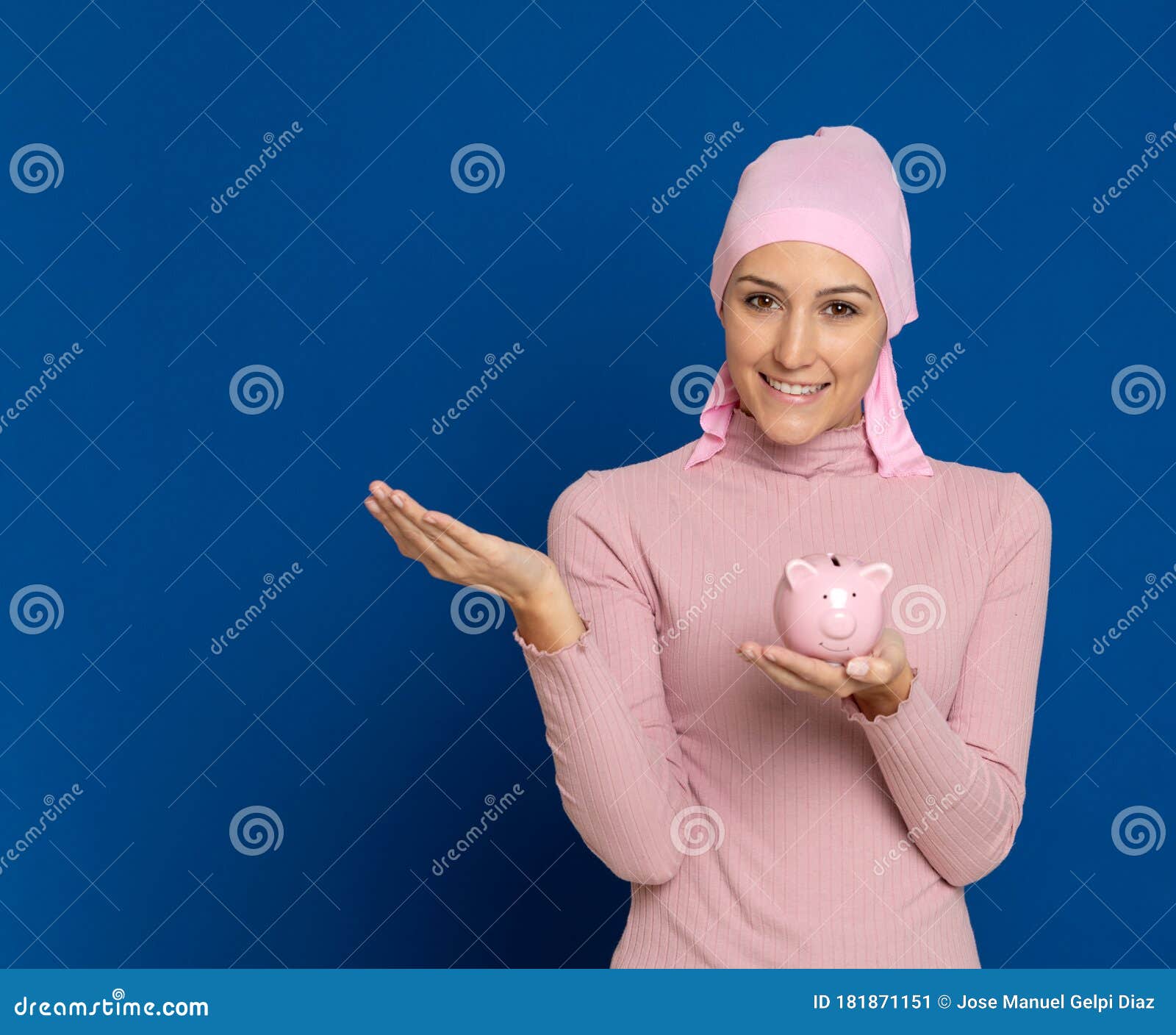 Young Woman with Pink Scarf on the Head Stock Image - Image of oncology ...