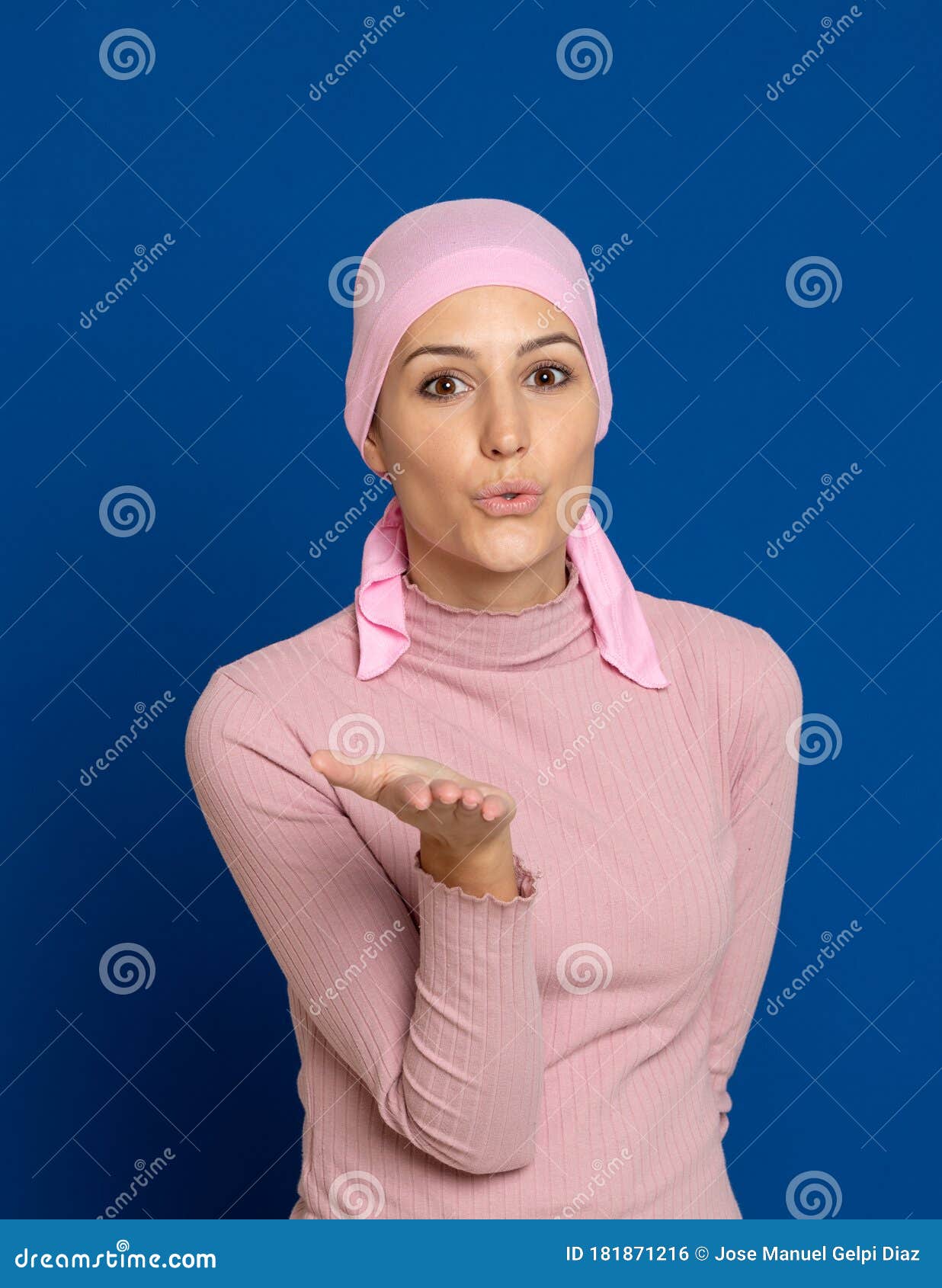 Young Woman with Pink Scarf on the Head Stock Photo - Image of ...