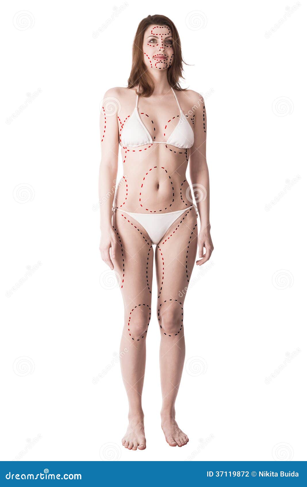 Young Woman With Plastic Surgery Marks Stock Photogra