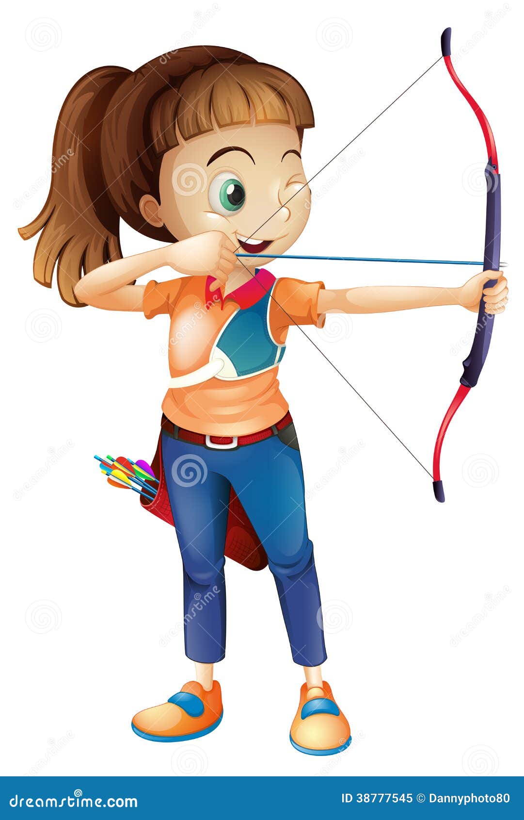 A Young Woman Playing Archery Stock Vector - Illustration of hobby