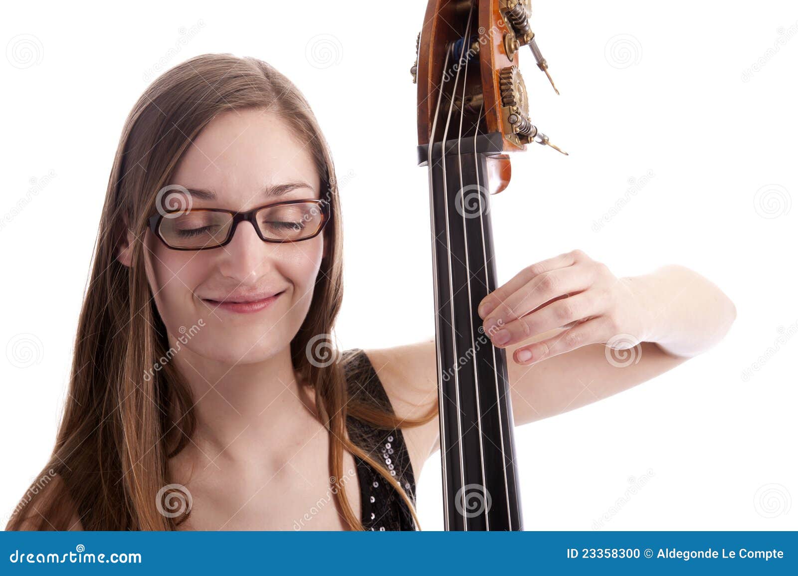 Young Woman Playing the Double Bass Stock Photo Image of musician