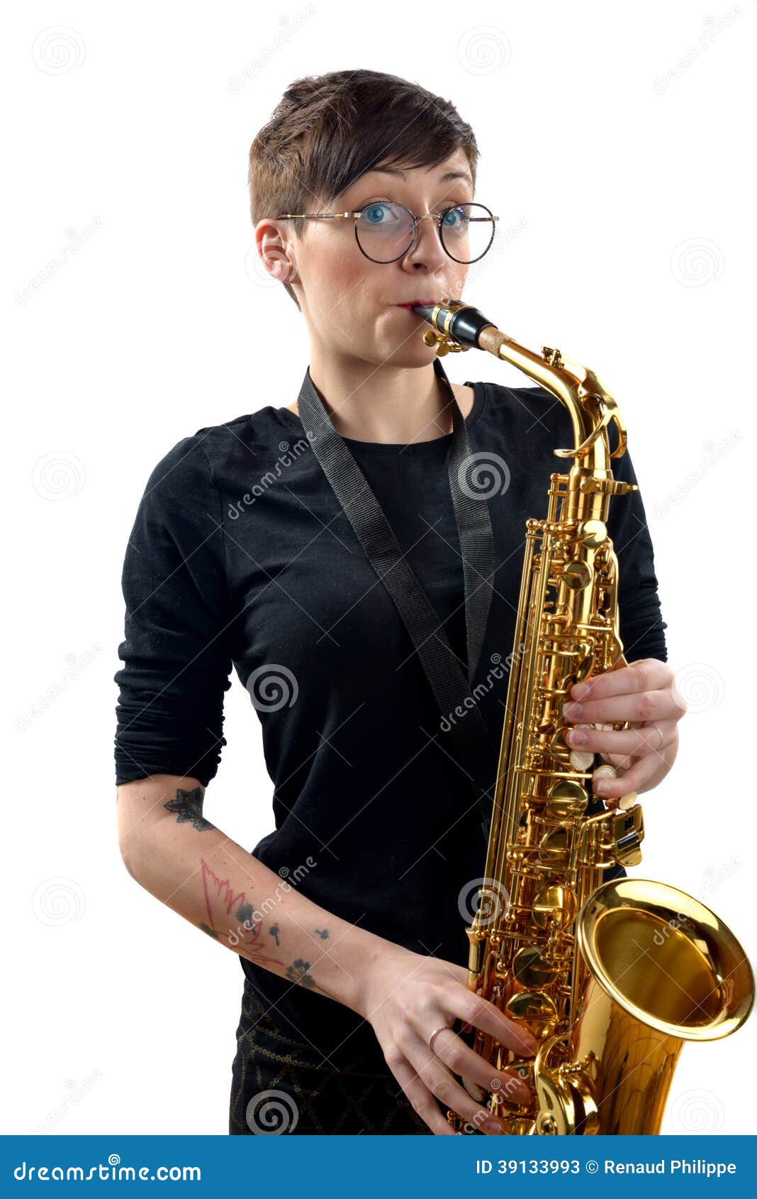 Young Woman Playing The Saxophone Stock Image Image of teenage