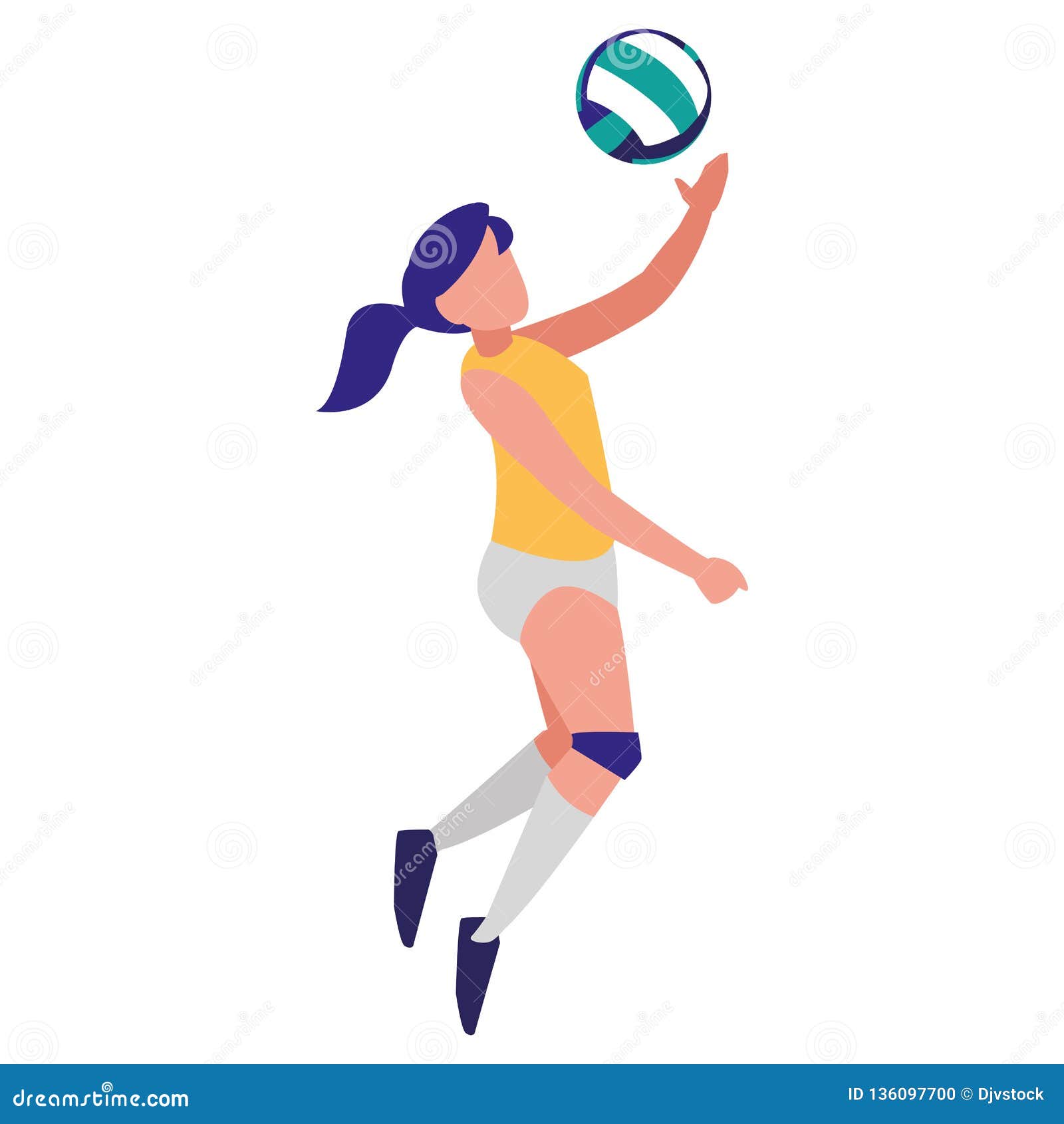 Young Woman Playing Volleyball Stock Vector - Illustration of ball ...