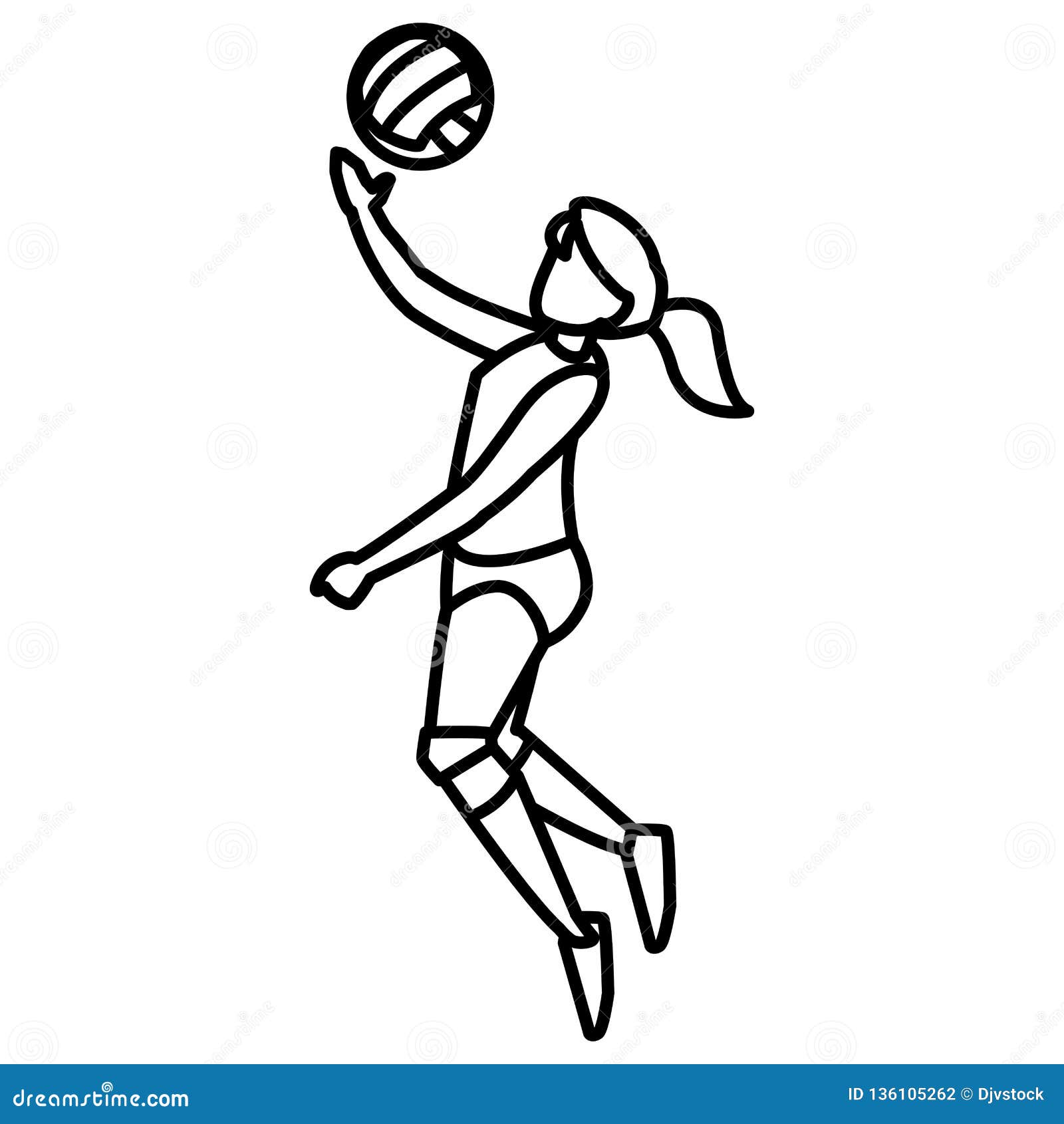 Young Woman Playing Volleyball Stock Vector - Illustration of girl ...