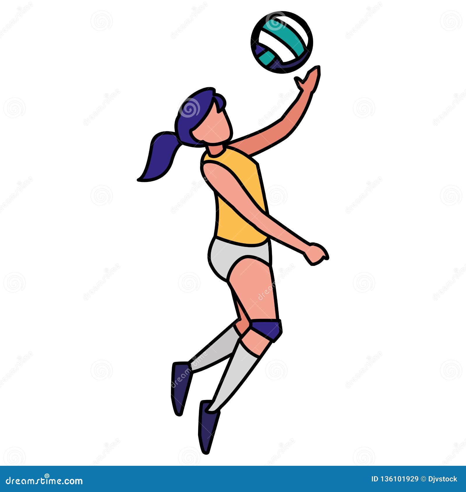 Young Woman Playing Volleyball Stock Vector - Illustration of girl ...