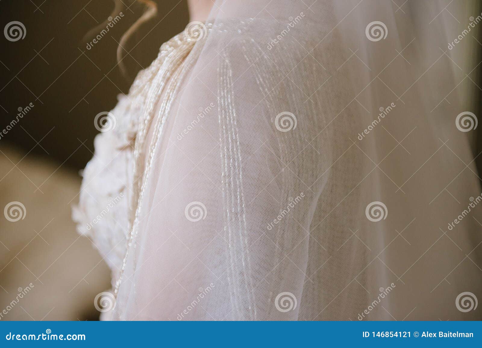 Young Woman Posing in a White Wedding Dress Close Up Stock Image ...