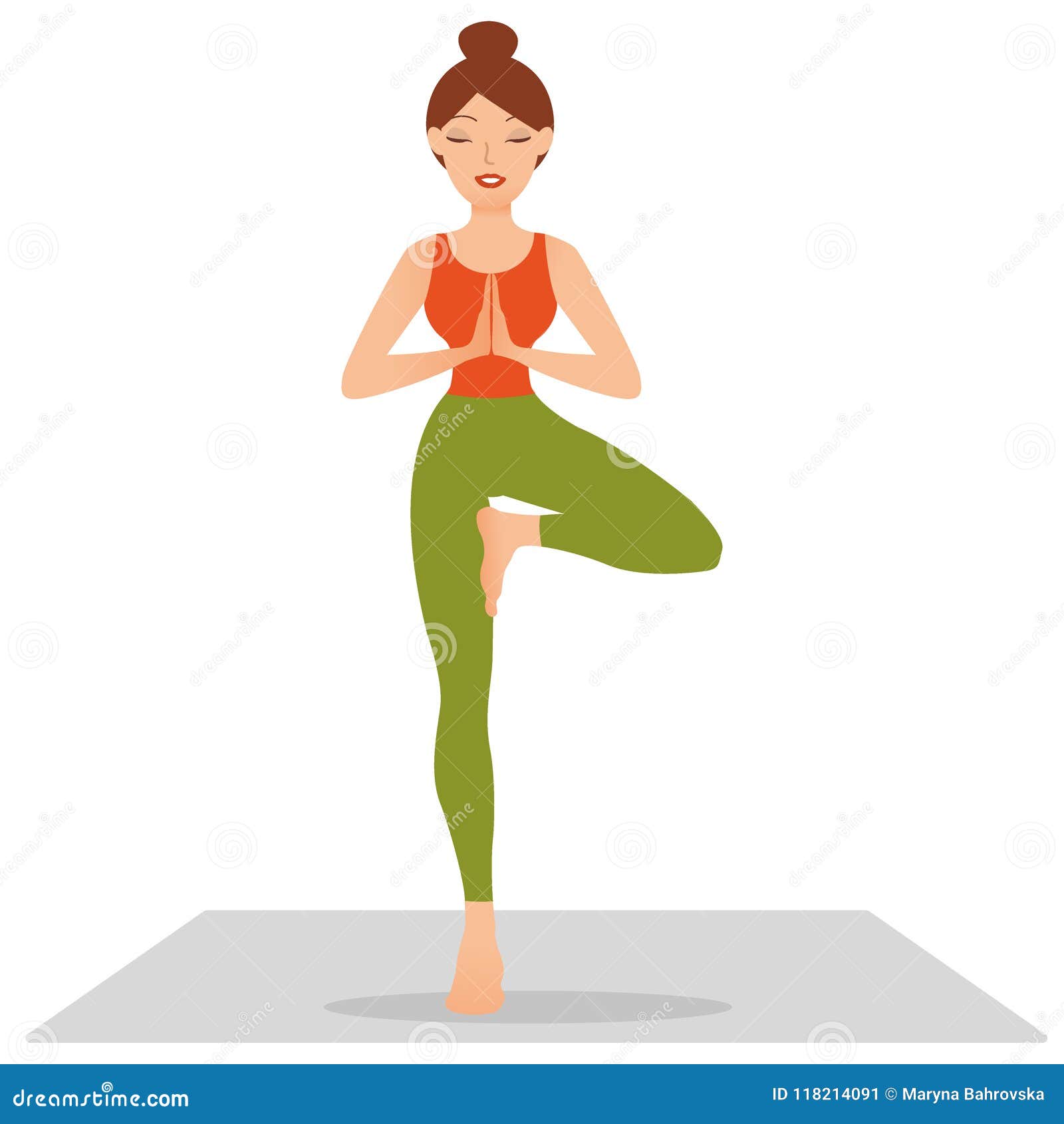 Yoga and fitness concept, Vrksasana or tree pose. Front view of slim pretty  girl, doing yoga tree pose, gesturing mudra, standing in modern light Stock  Photo - Alamy