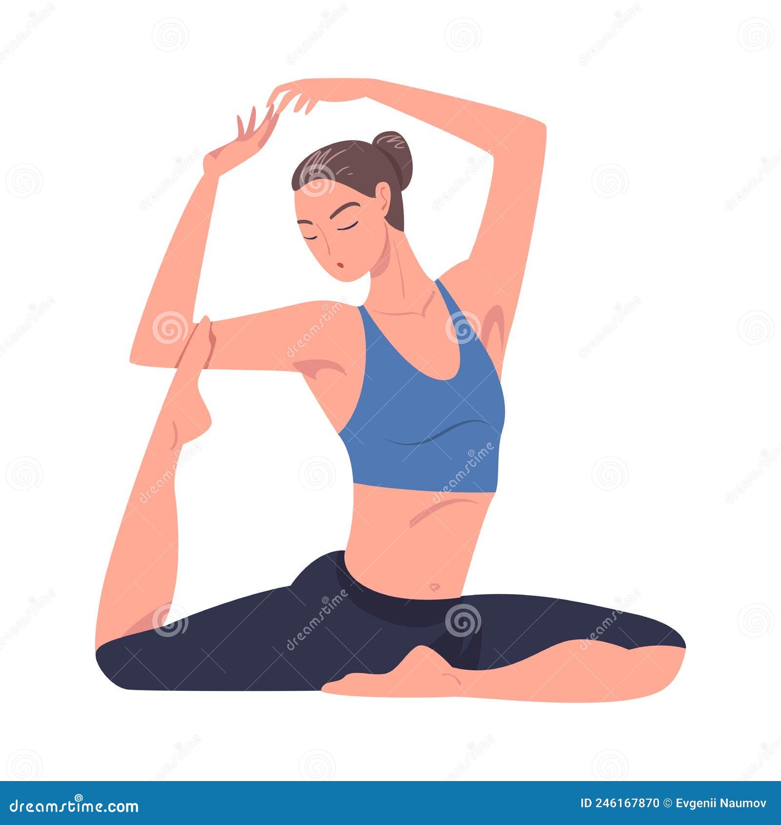 Young Woman Practicing Yoga Twisting Asana or Pose Stretching Body ...
