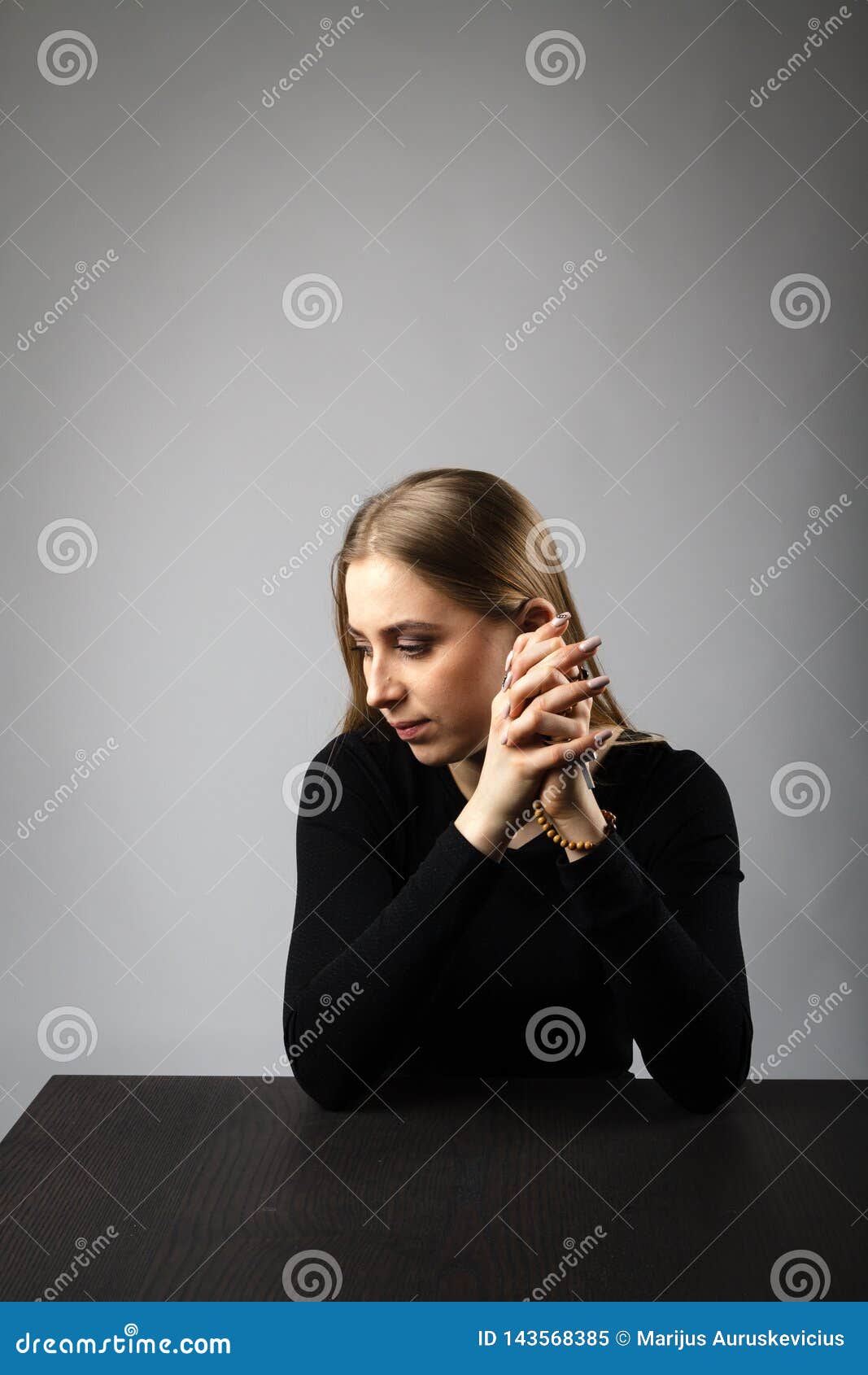 Young Woman is Praying with Rosary Beads Stock Image - Image of pray ...