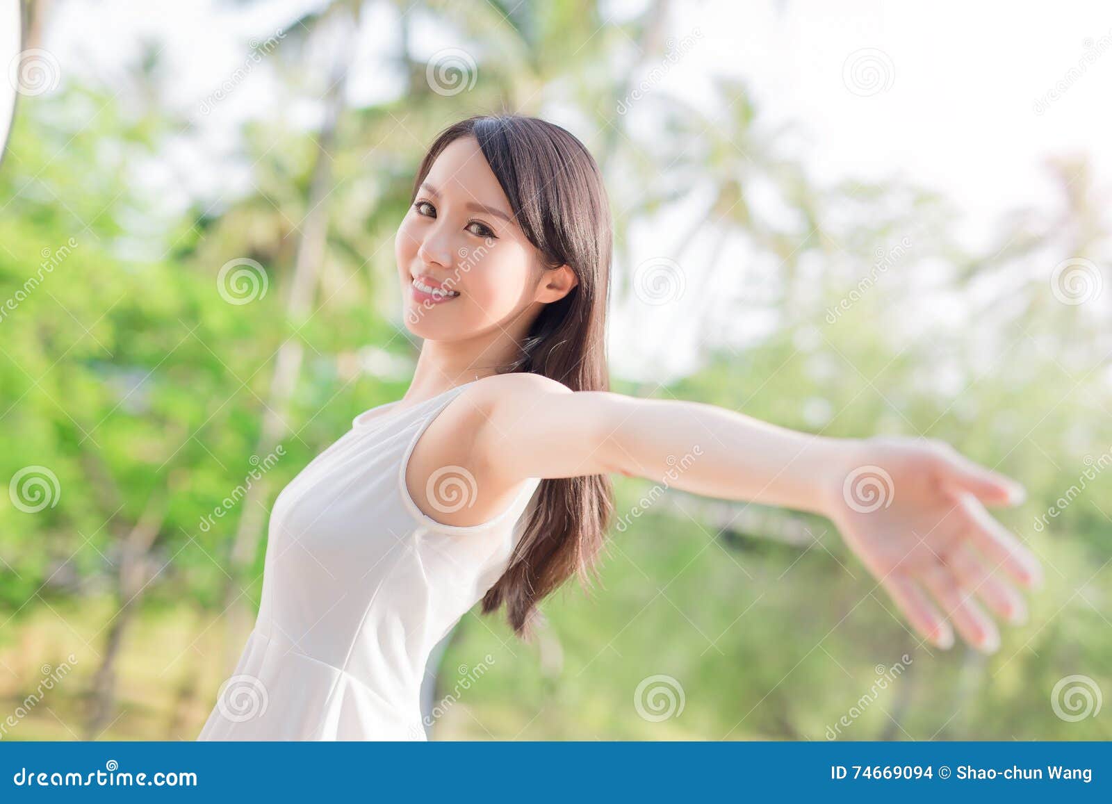Young Woman Raising Her Arms Stock Photo - Image of health, carefree ...