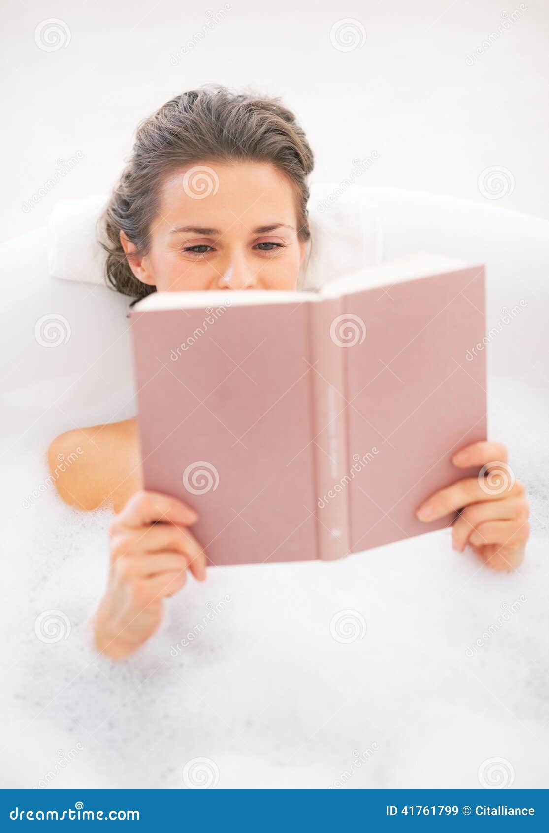 Young Woman Reading Book in Bathtub Stock Image Image of personal