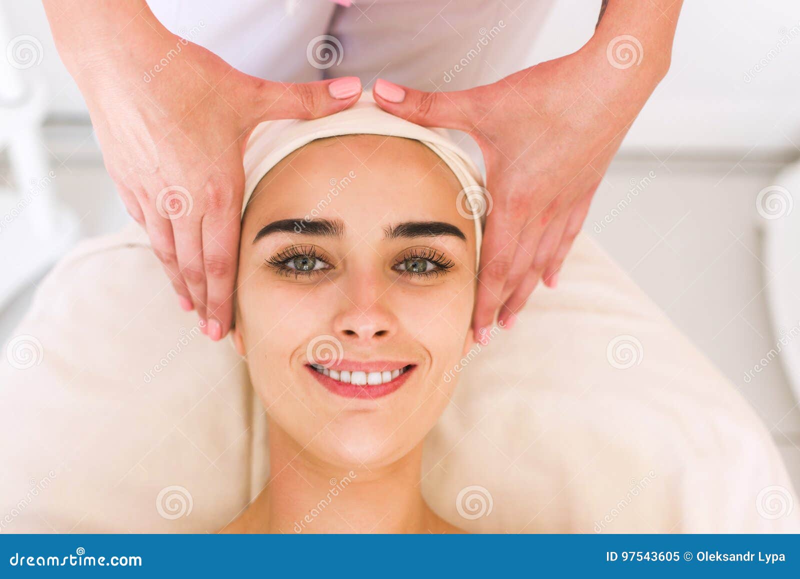 Young Woman Receiving A Head Massage Stock Image Image Of Head