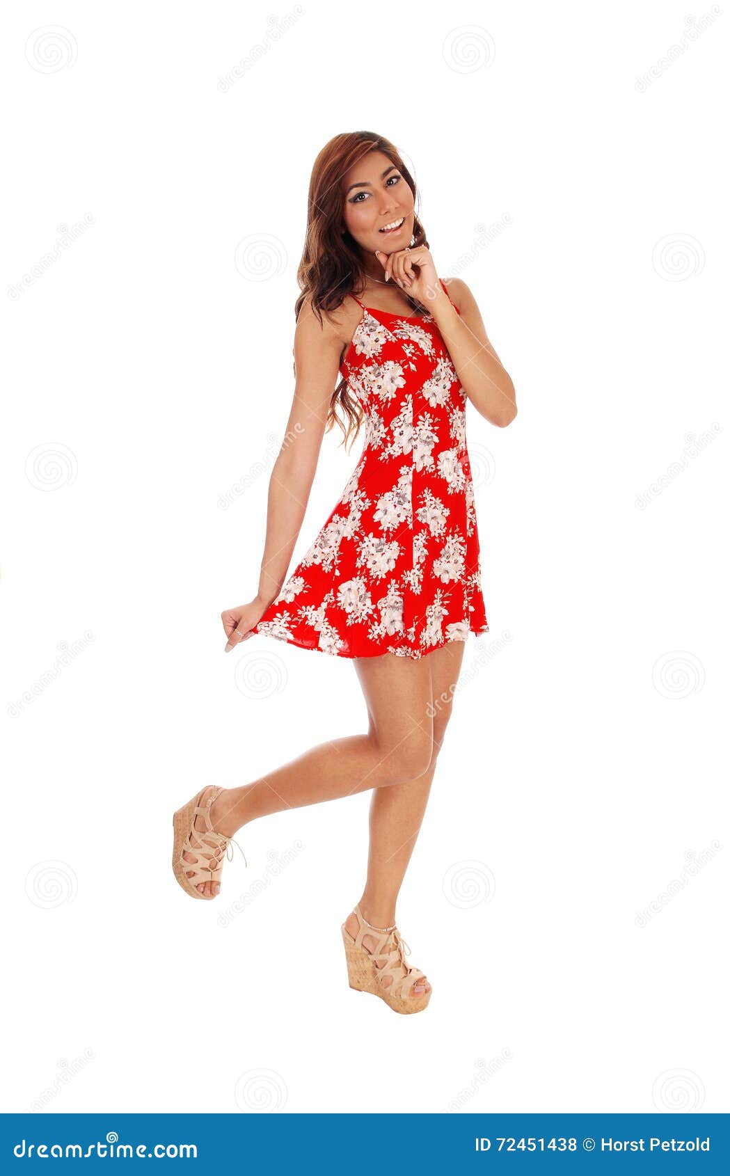 Young woman in red dress. stock photo. Image of attractive - 72451438