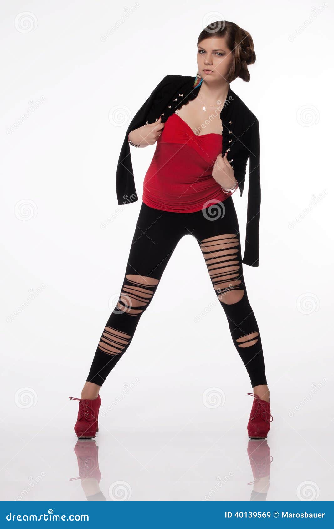 https://thumbs.dreamstime.com/z/young-woman-red-shirt-modern-jacket-leggings-holes-re-high-heels-exceptional-hairstyle-standing-posing-40139569.jpg