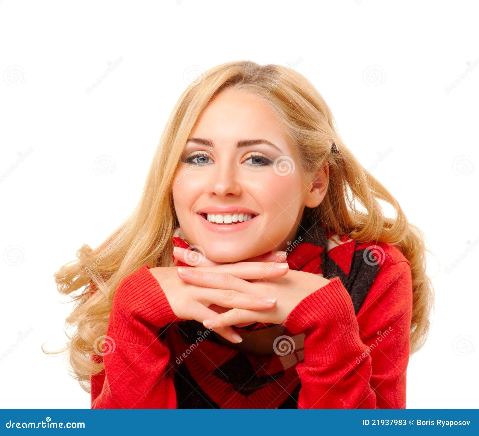 Young woman in red sweater stock image. Image of vogue 21937983