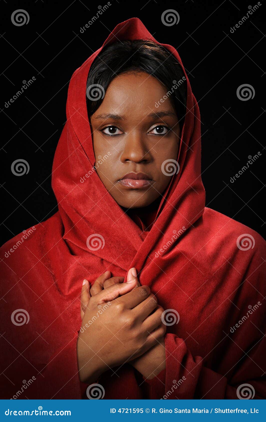young woman with red veil