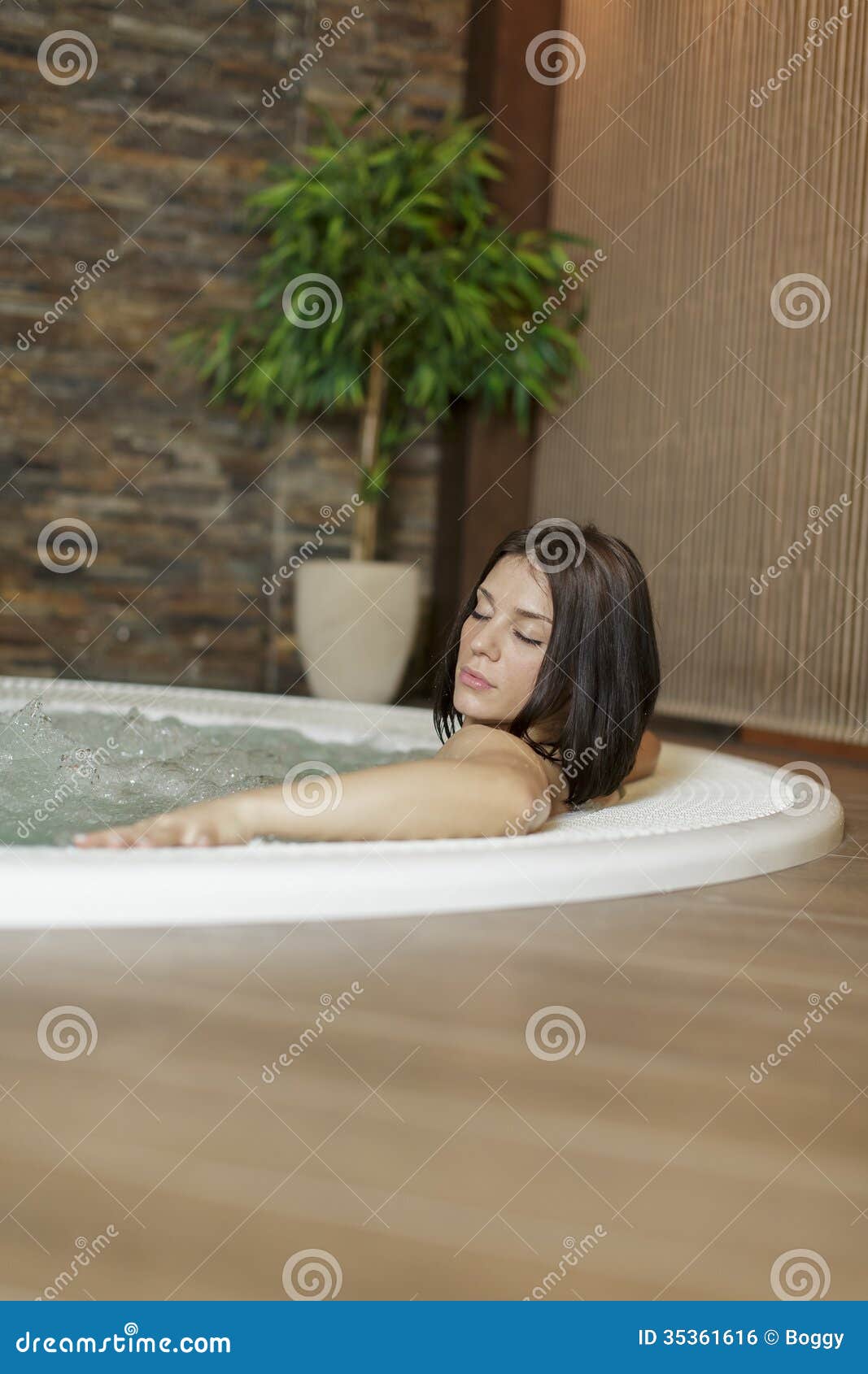 Young Woman Relaxing in the Hot Tub Stock Photo Image of healthcare