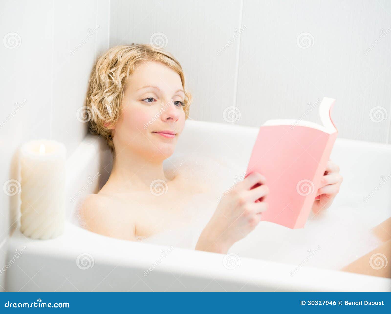 Young Woman Relaxing and Reading a Book in the Bath Stock Photo Image of lifestyle, bubble