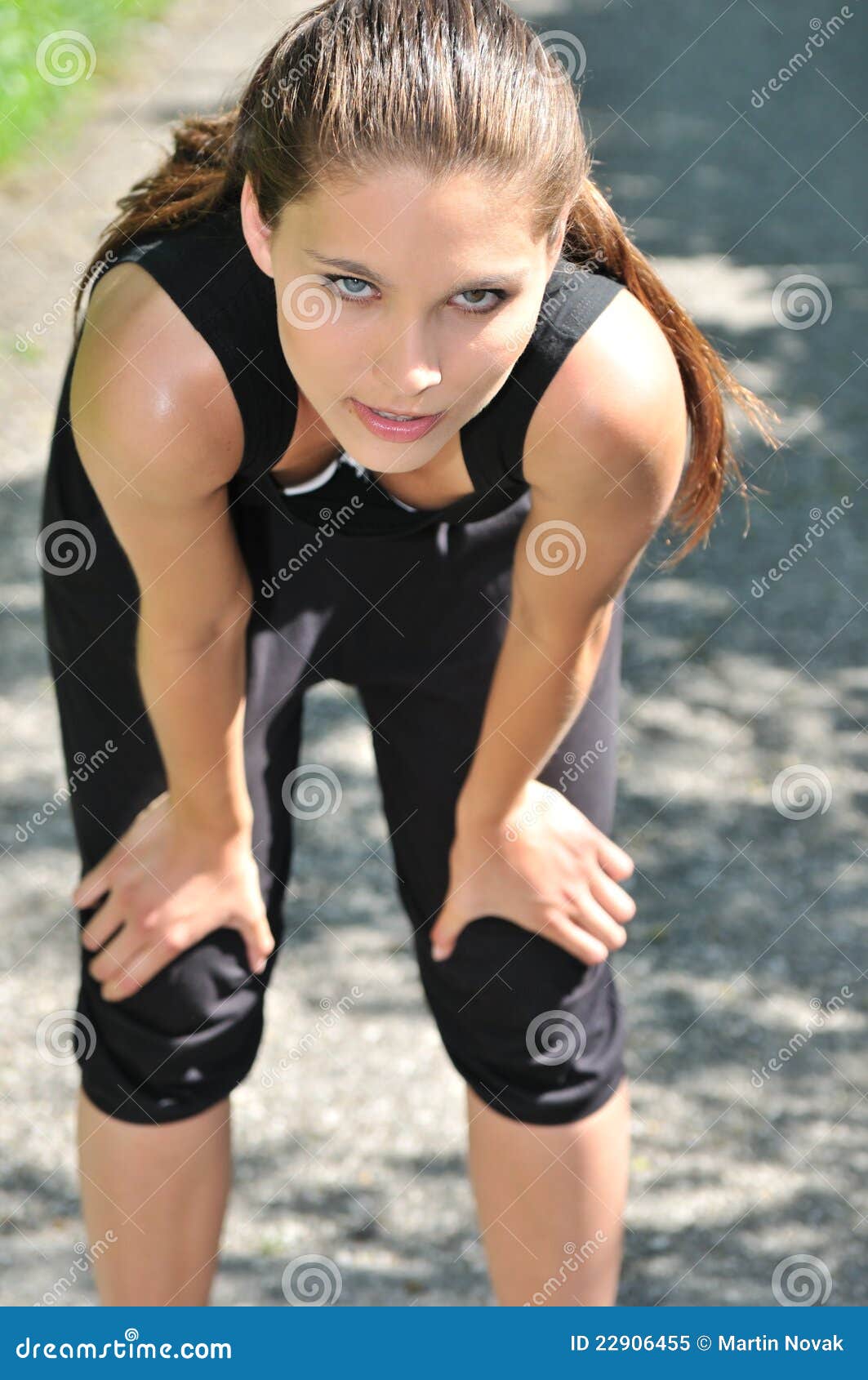 Young Woman Relaxing after Running Stock Image - Image of outside, girl ...