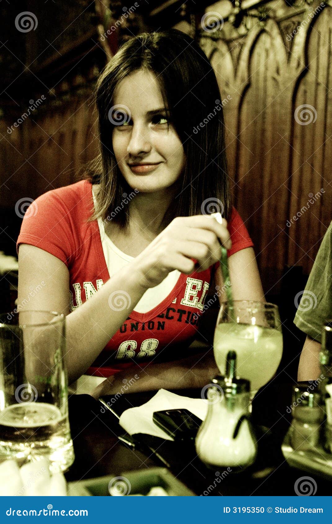 Young woman at restaurant stock photo. Image of attractive - 3195350