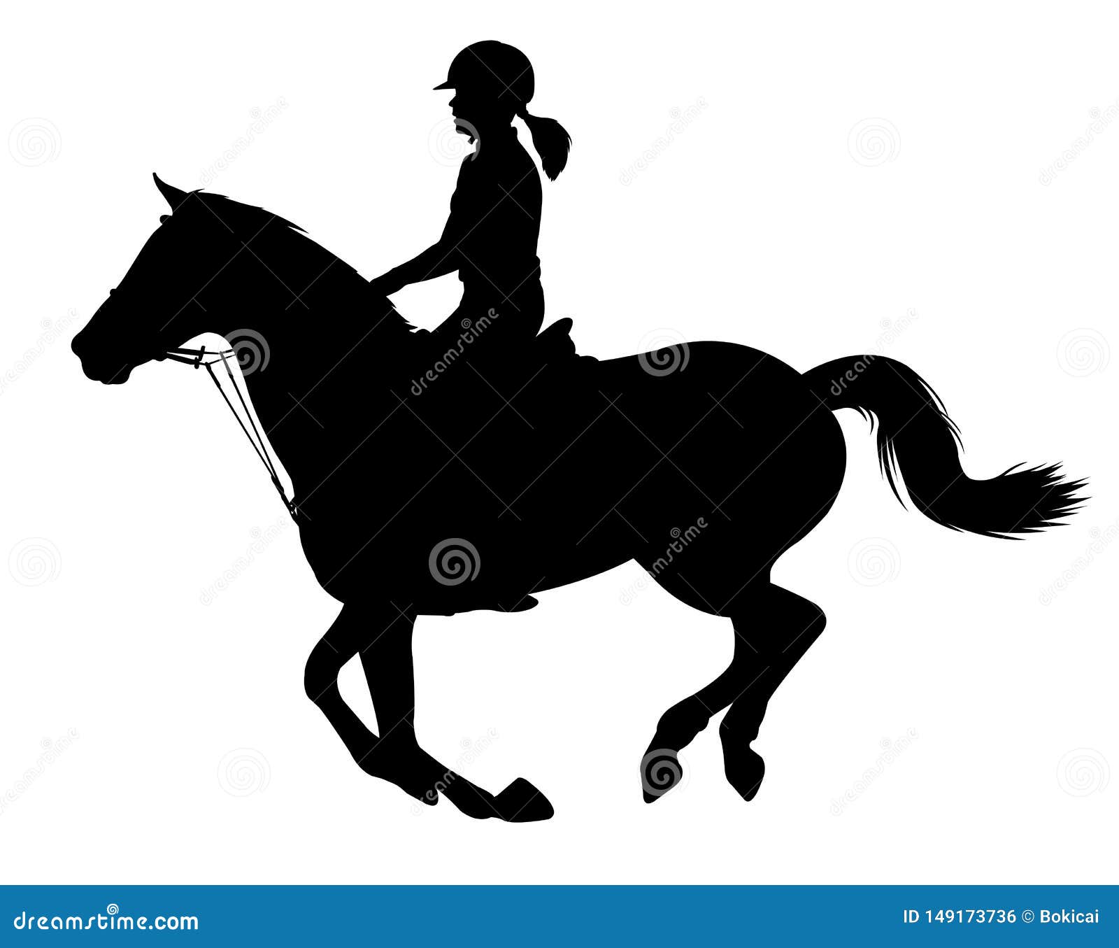 Download Young Woman Riding A Horse Silhouette Stock Vector Illustration Of Discipline Horsewoman 149173736