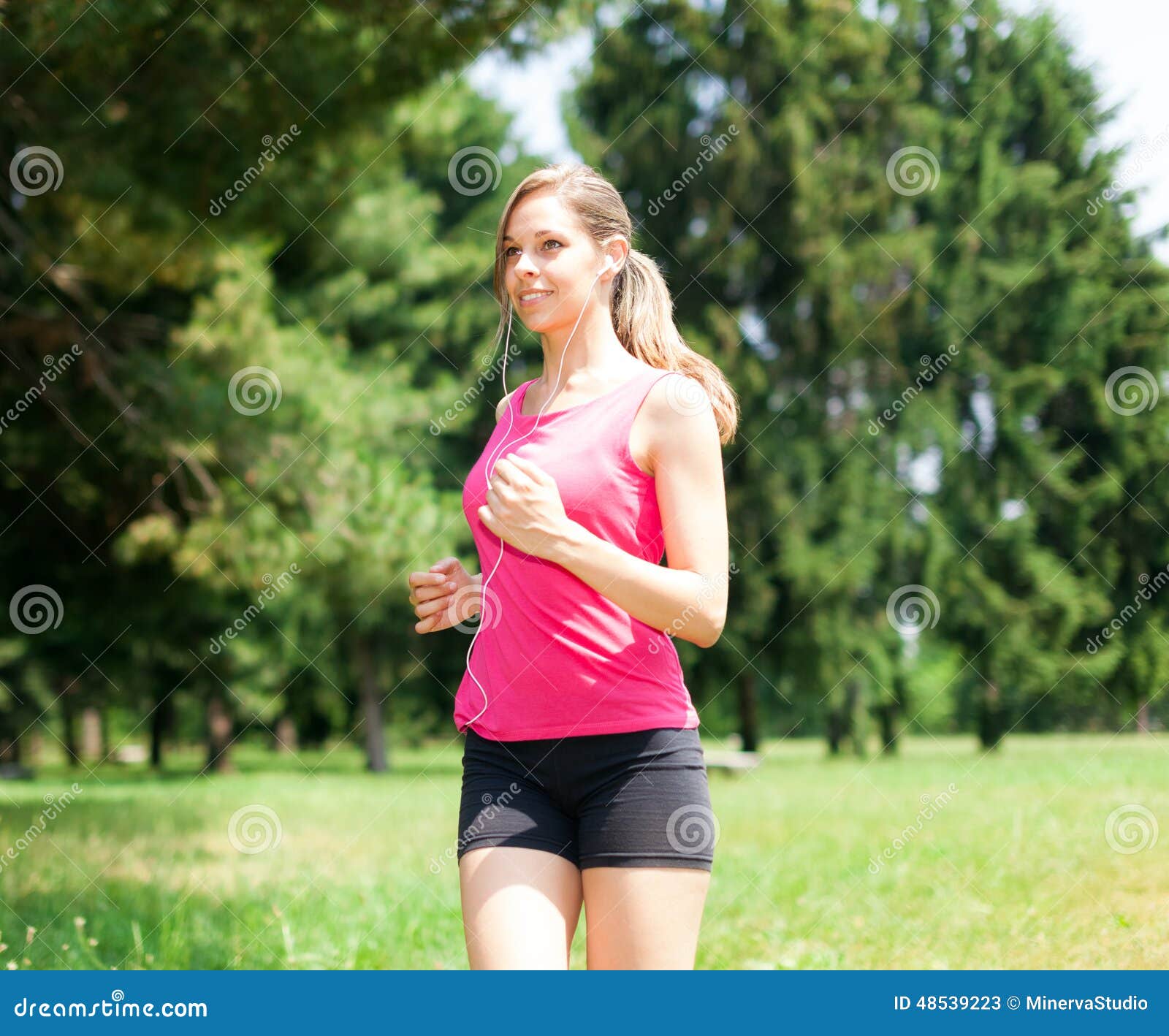 Young Woman Running Outdoors Stock Image - Image of smile, active: 48539223