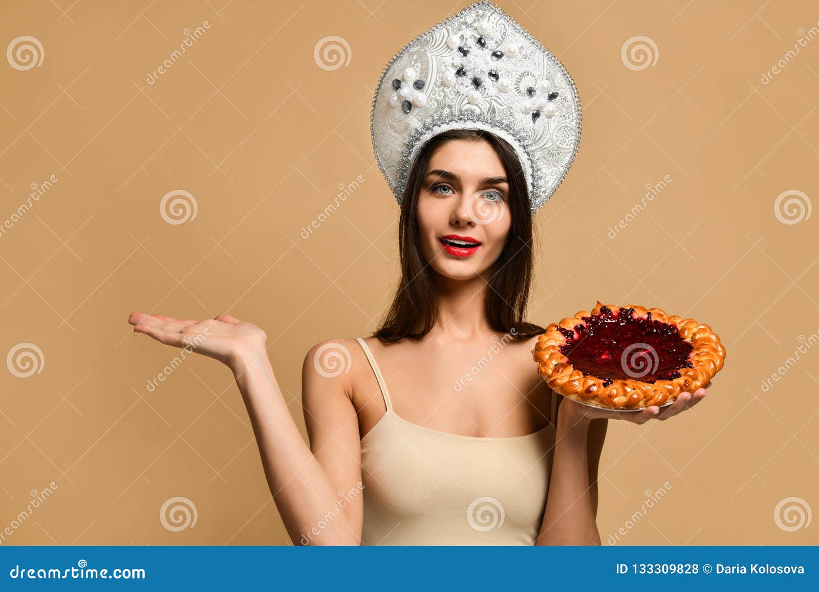 Very cute beautiful girl is begging the Pies