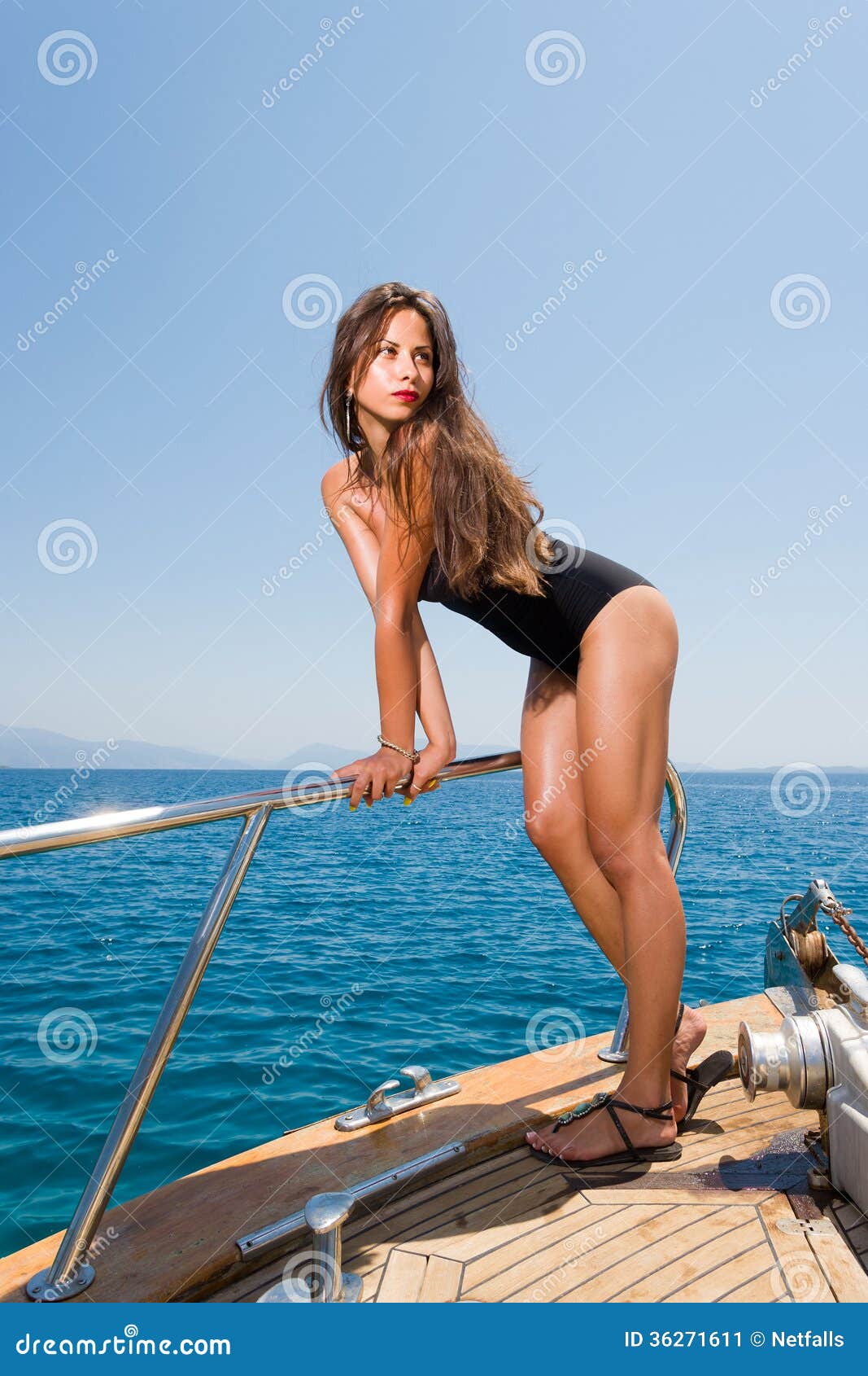 Young woman Sailing stock image. Image of people ...