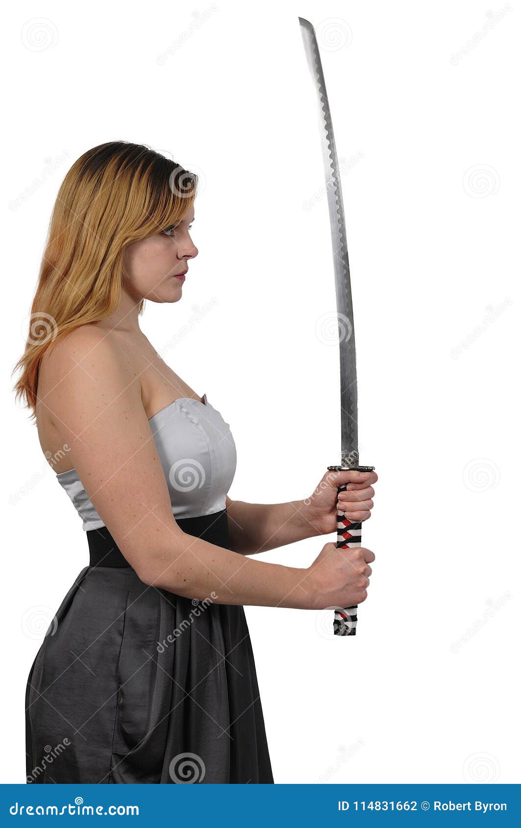Woman Samurai Swordsman stock photo. Image of fight - 114831662