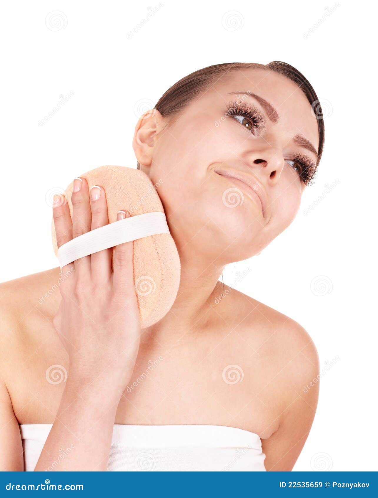 Young Woman Scrubbing Body. Stock Image Image of purity, scrubbing 22535659