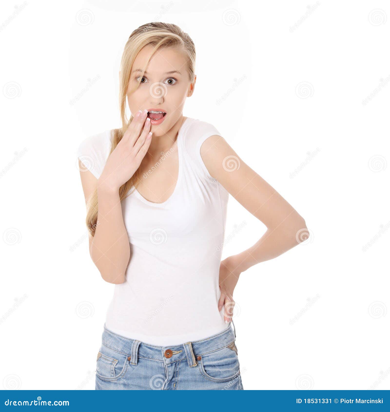 Young woman shocked. stock image. Image of model, happy - 18531331