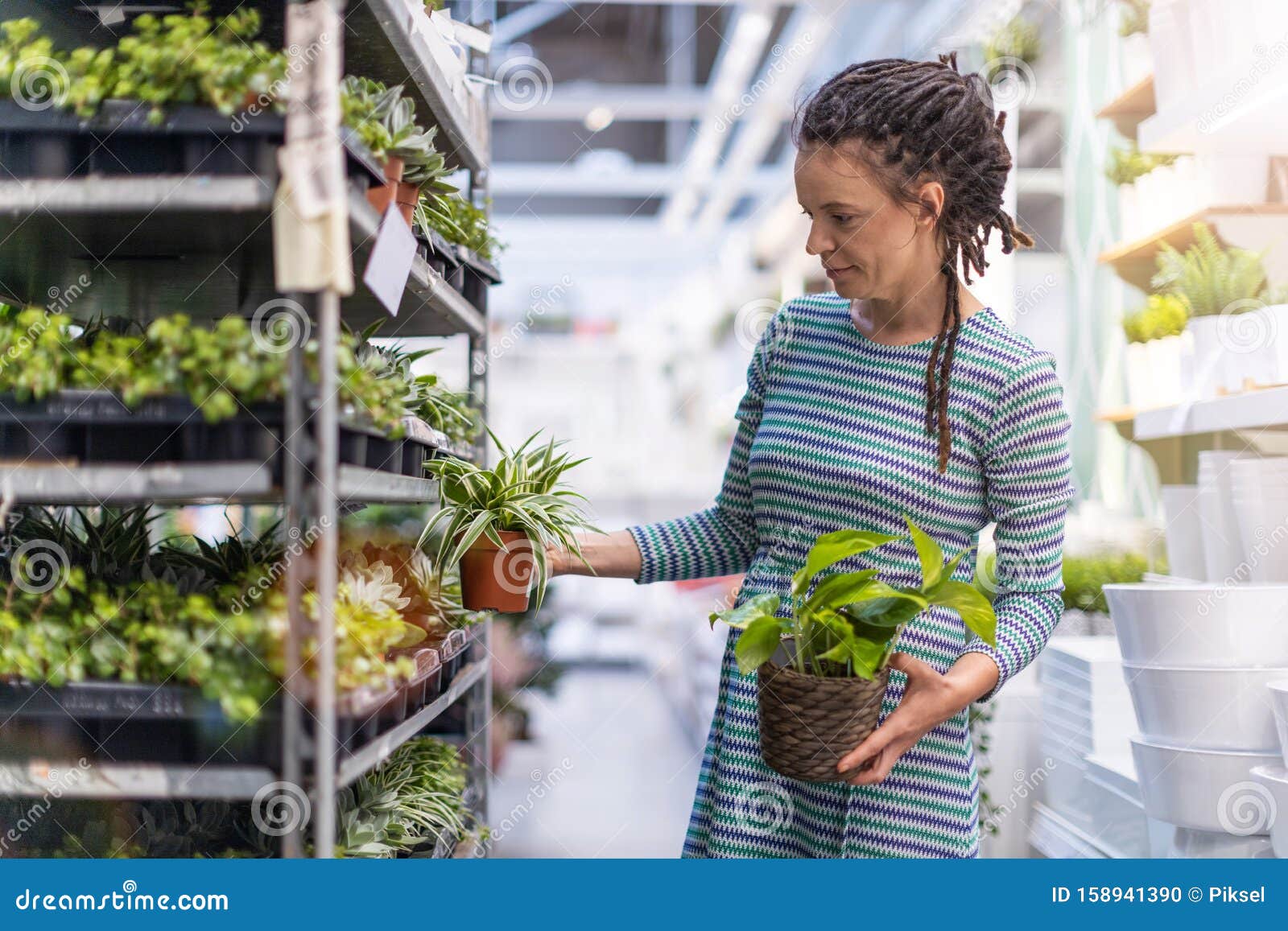 woman shopping in plant store