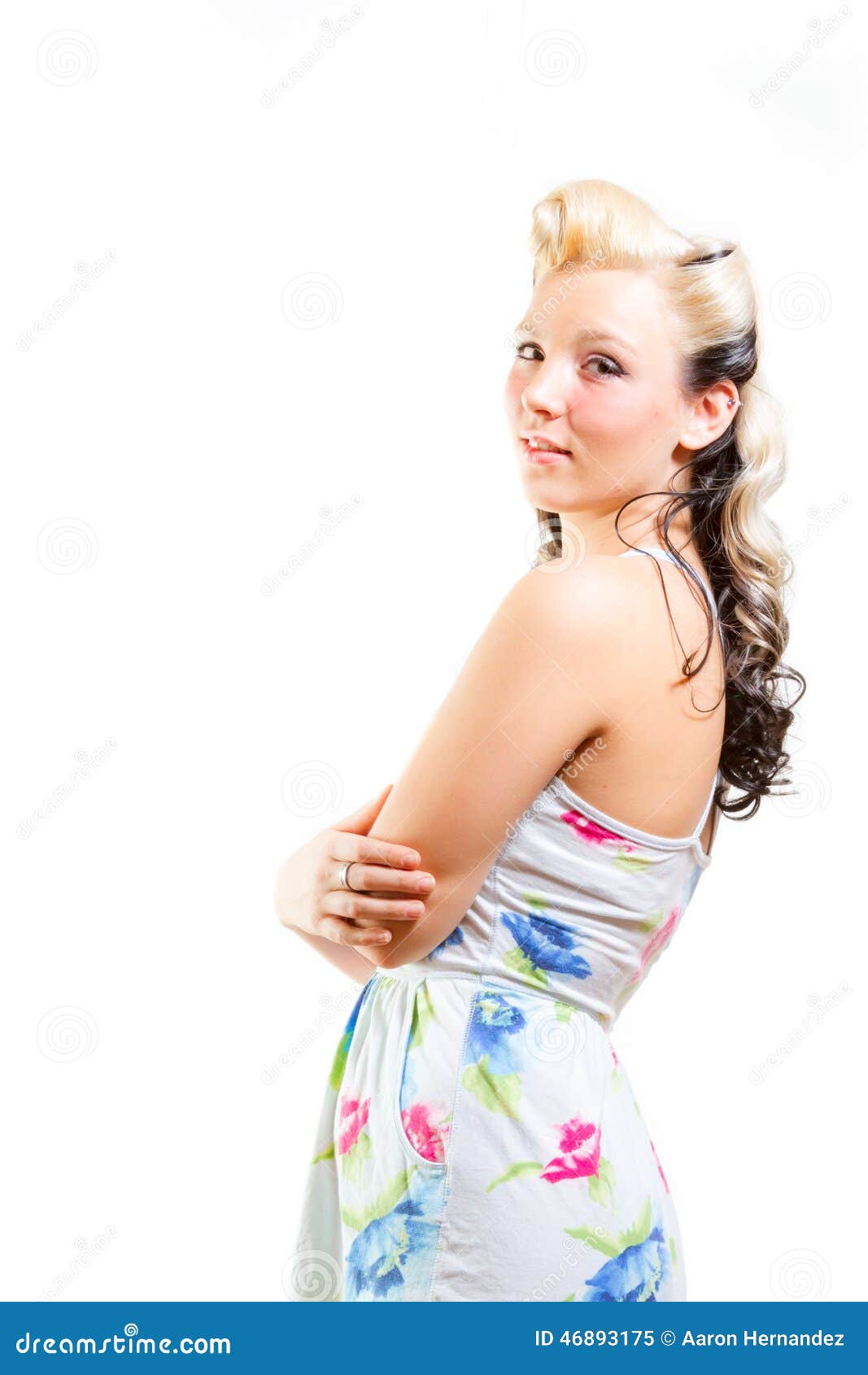 Young Woman in Short Modest Dress Stock Image - Image of body, girl ...