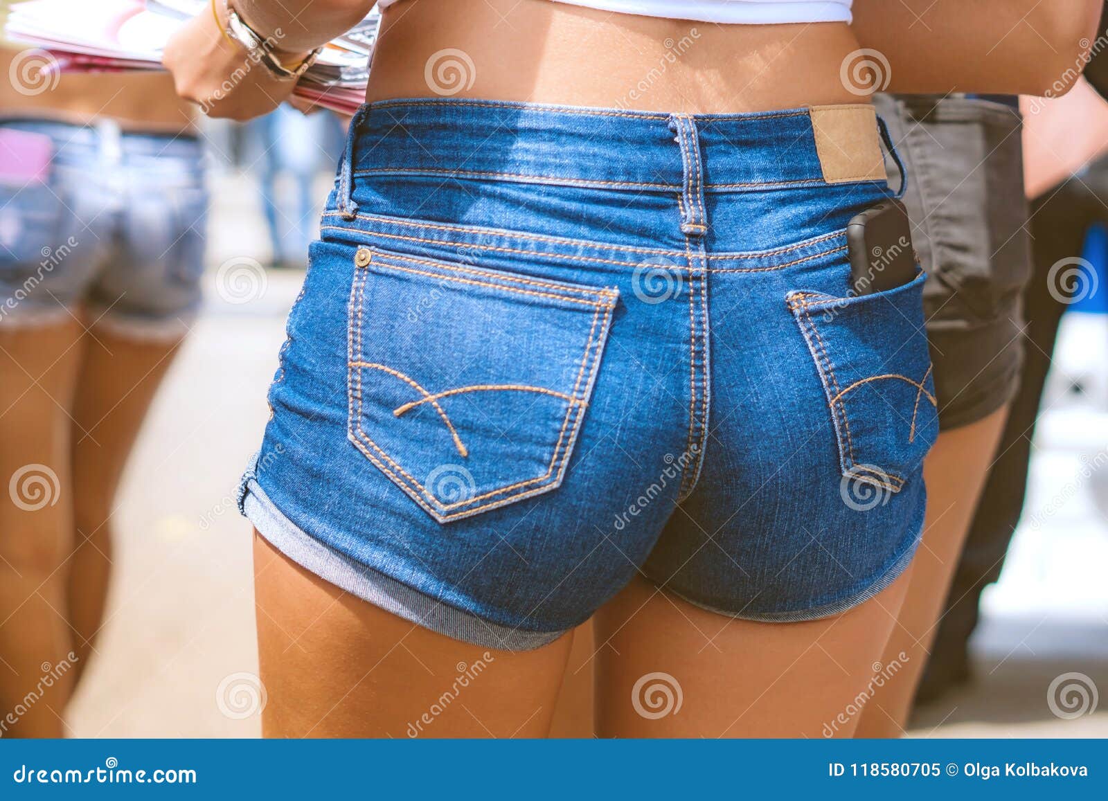 Booty and Long Legs in Jeans Shorts