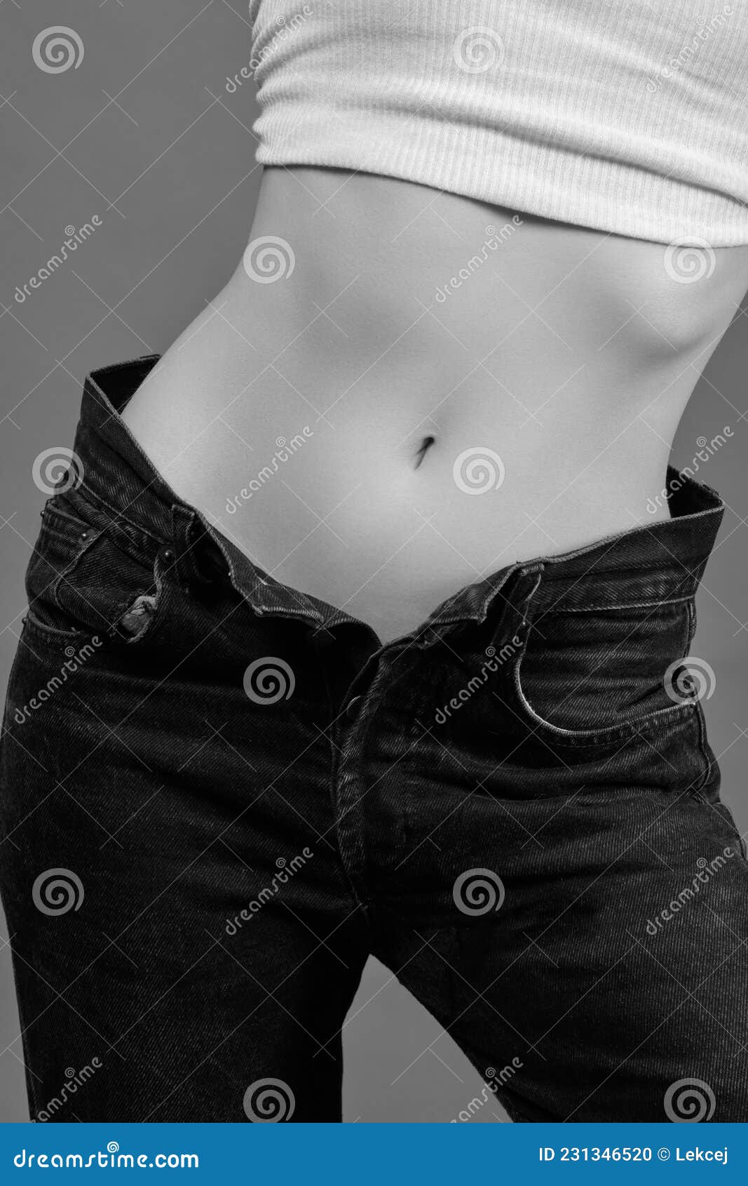 Slim female body stock photo. Image of clothing, shirt - 231346520